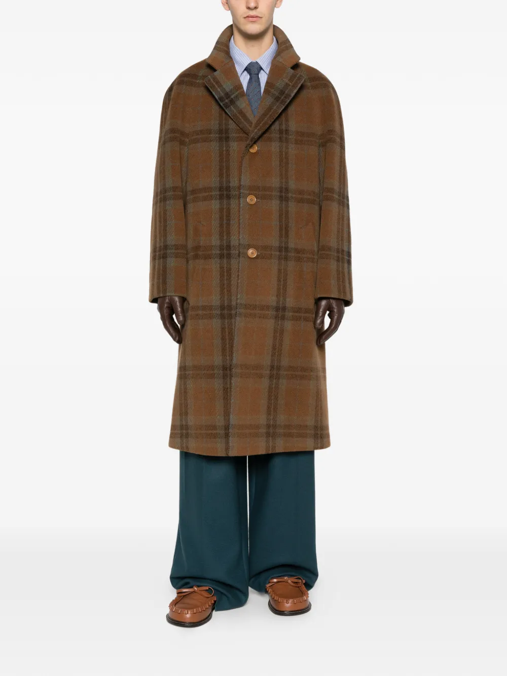  Romeo Gigli Pre-owned 1990s Plaid Coat - Brown 
