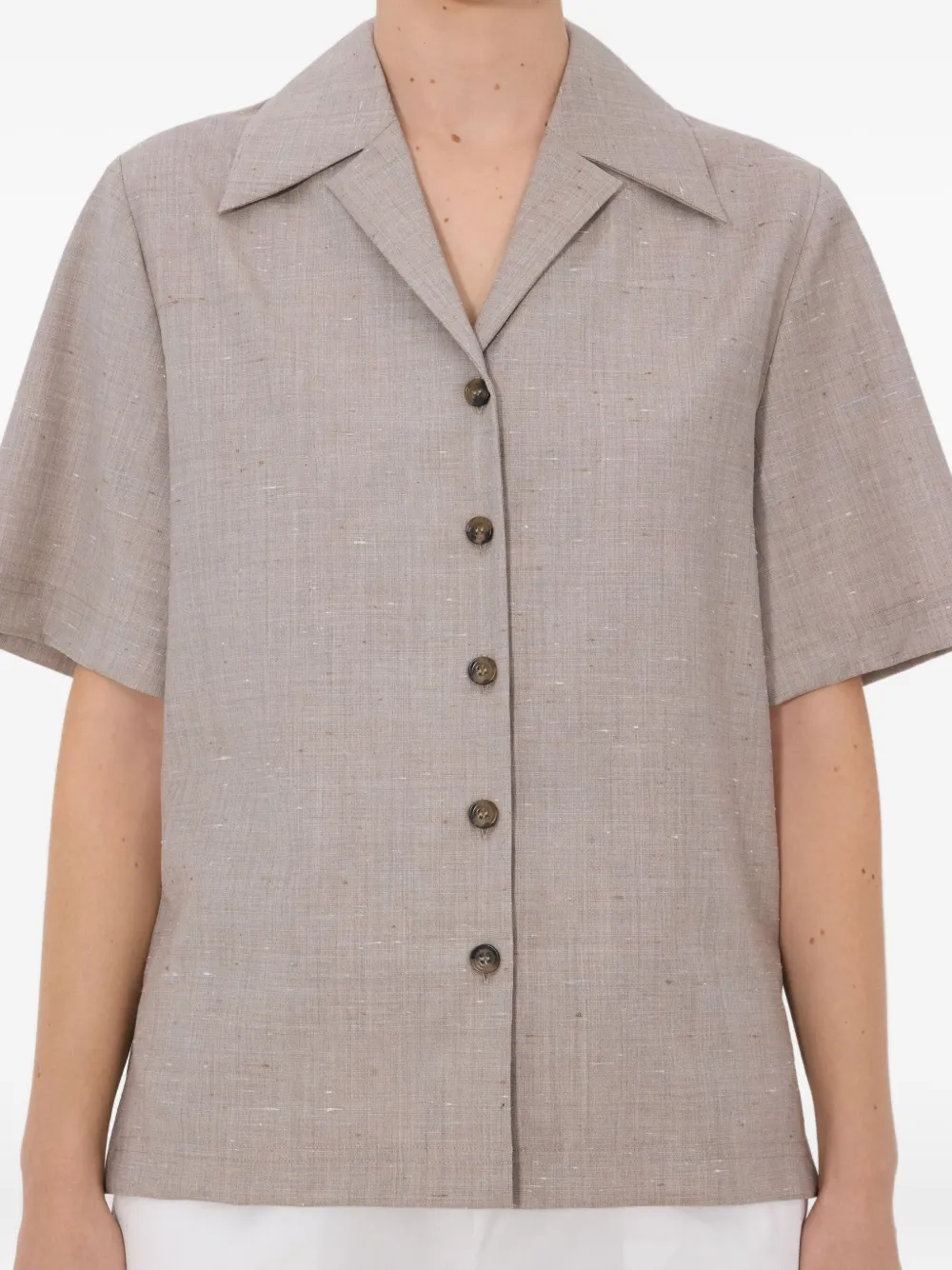 LouLou de Saison Blouse met korte mouwen Beige
