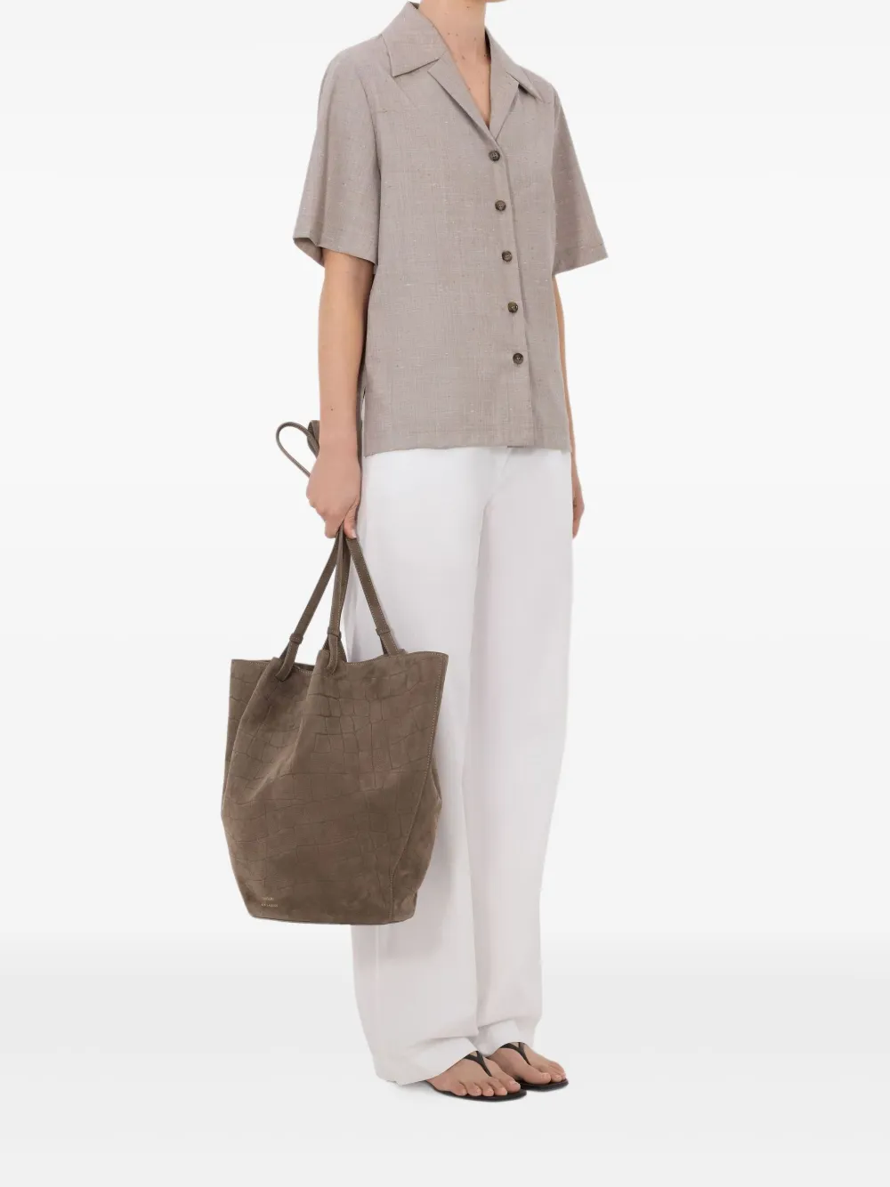 LouLou de Saison Blouse met korte mouwen Beige