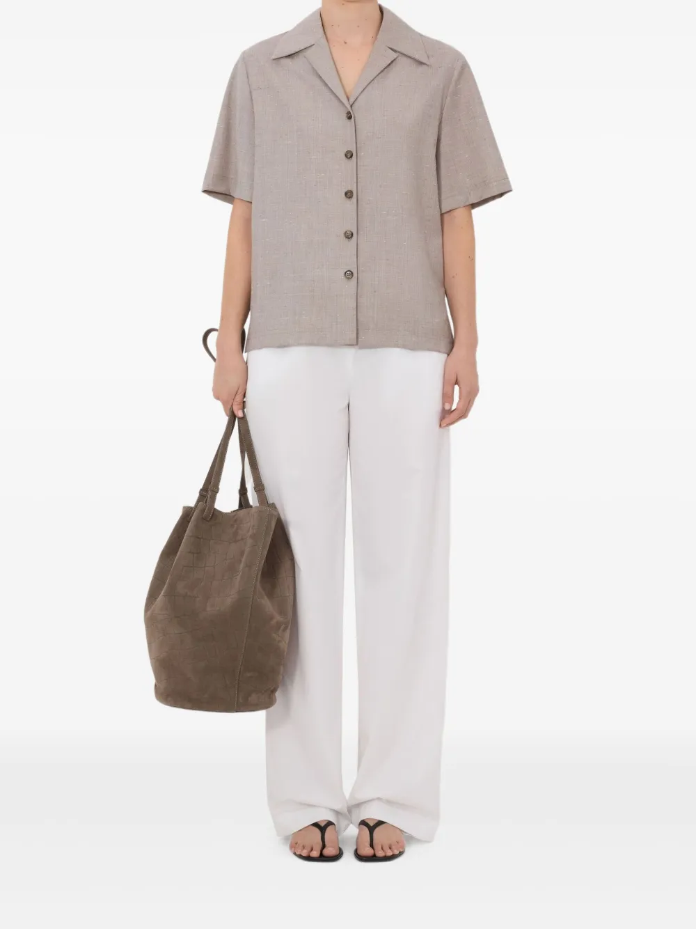 LouLou de Saison Blouse met korte mouwen Beige