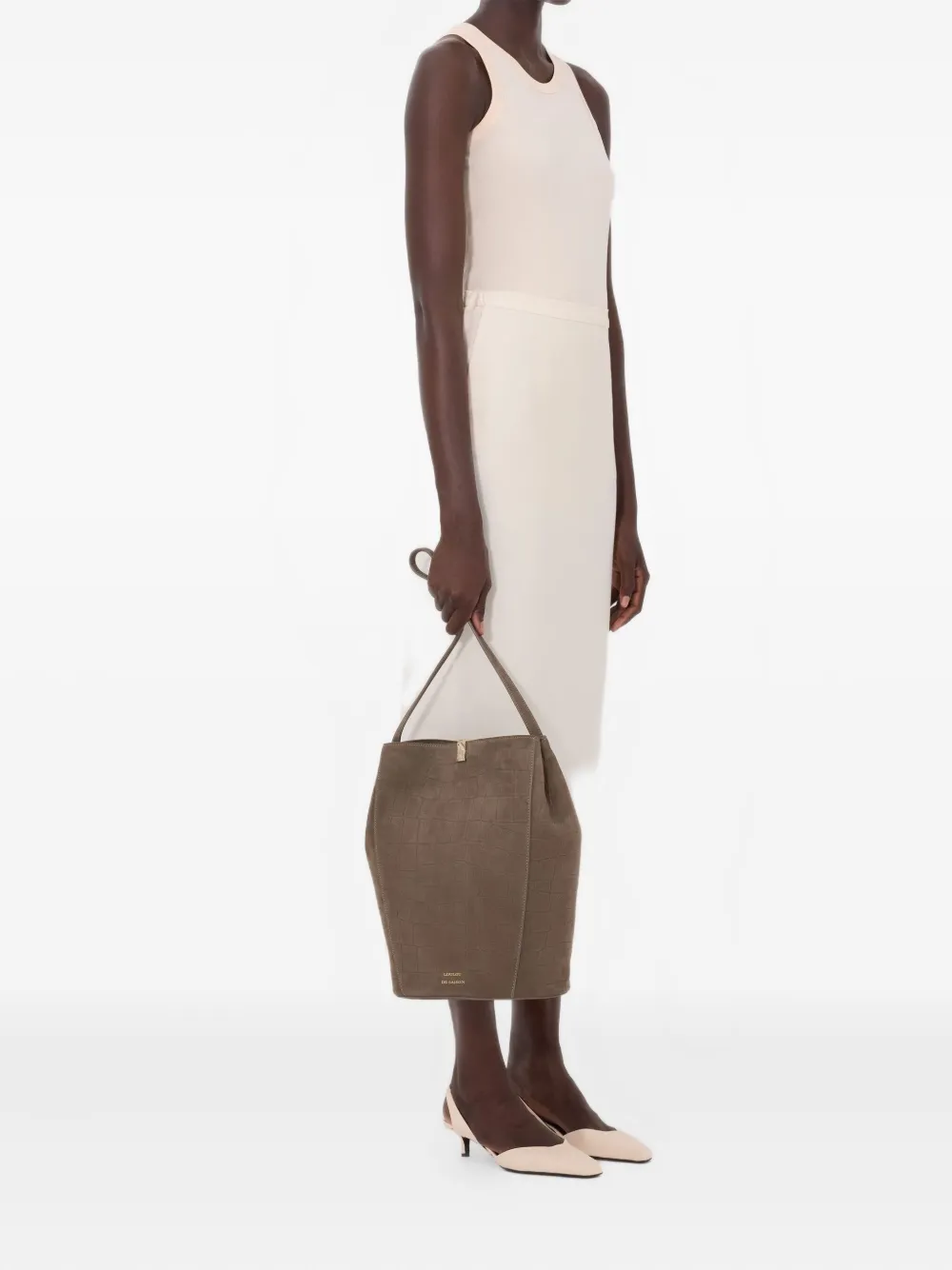  Loulou De Saison Cara Elasticated Waistband Back Vent Maxi Skirt - Neutrals 