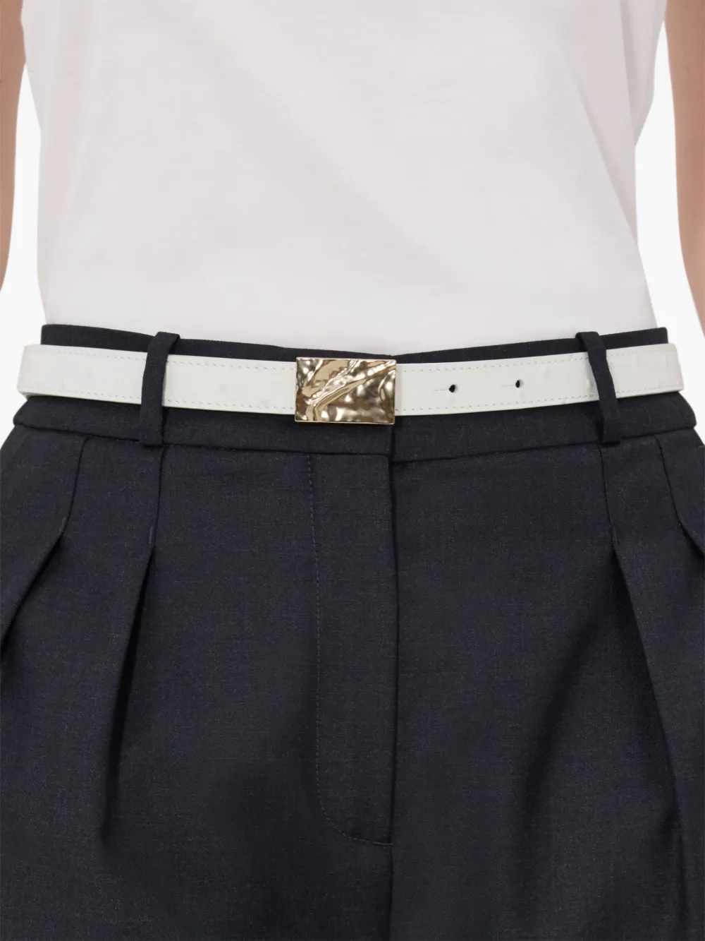 Loulou De Saison Ceylon Textured Embossed Belt In White