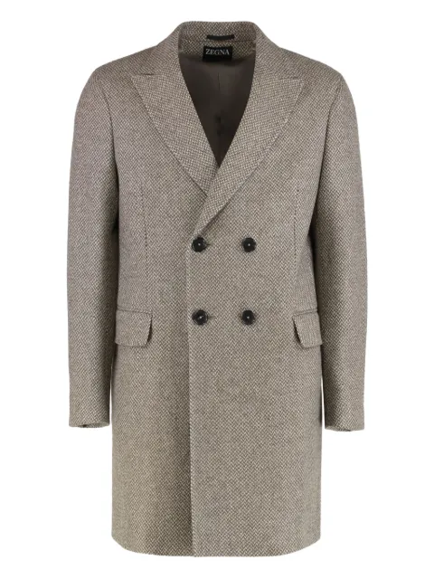 Zegna notched lapels wool double breasted coat
