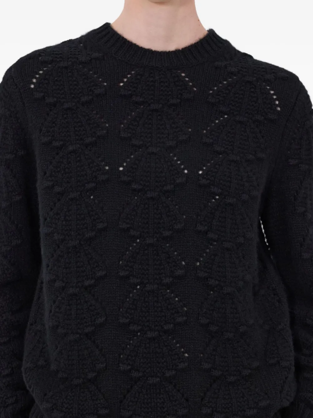 Loulou De Saison Cleidy Crochet 3d Motif Sweater In Black