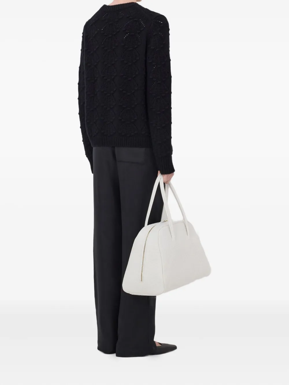 Loulou De Saison Cleidy Crochet 3d Motif Sweater In Black