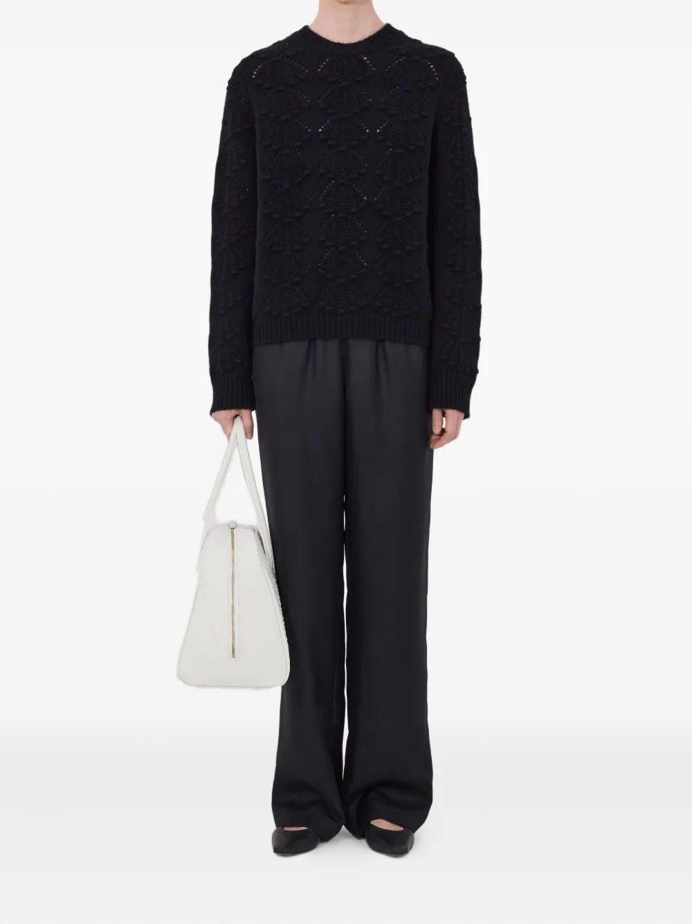 Loulou De Saison Cleidy Crochet 3d Motif Sweater In Black