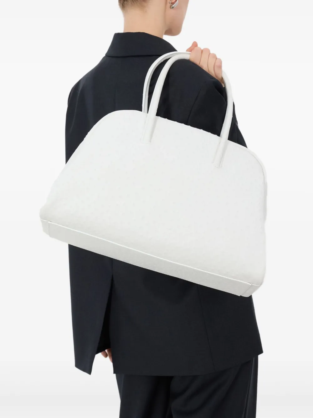 LouLou de Saison Darnen leren shopper met textuur - Wit