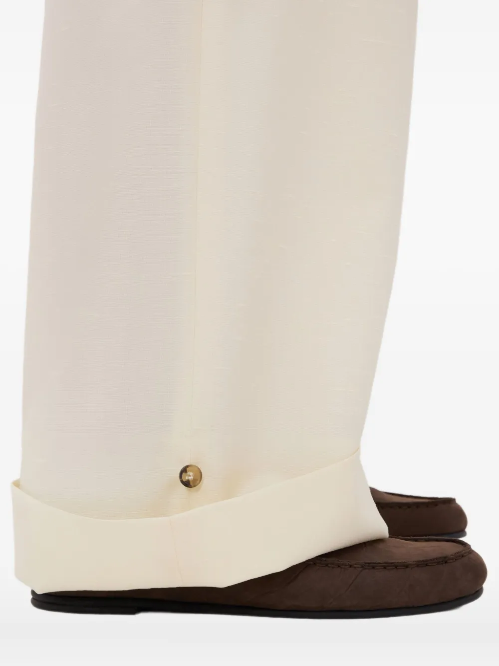 LouLou de Saison Davy geplooide broek met gerolde pijpen Beige