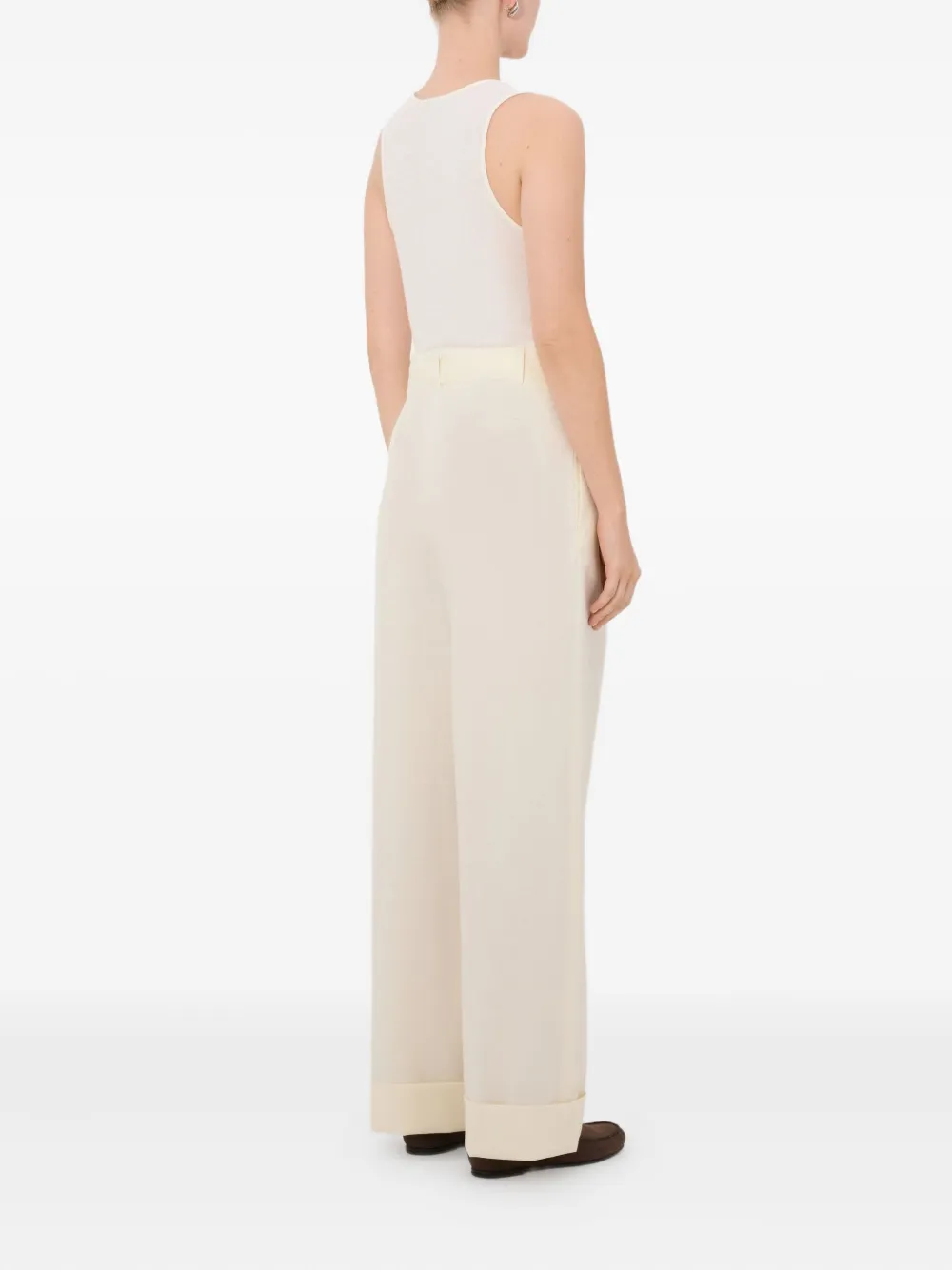 LouLou de Saison Davy geplooide broek met gerolde pijpen Beige