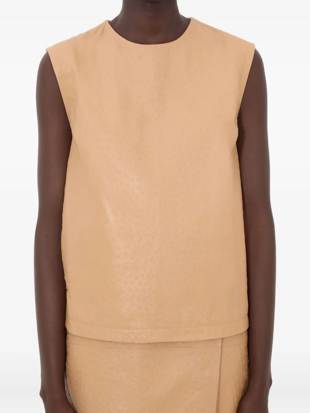 Loulou De Saison Fiza Ostrich-effect Zip Top In Brown