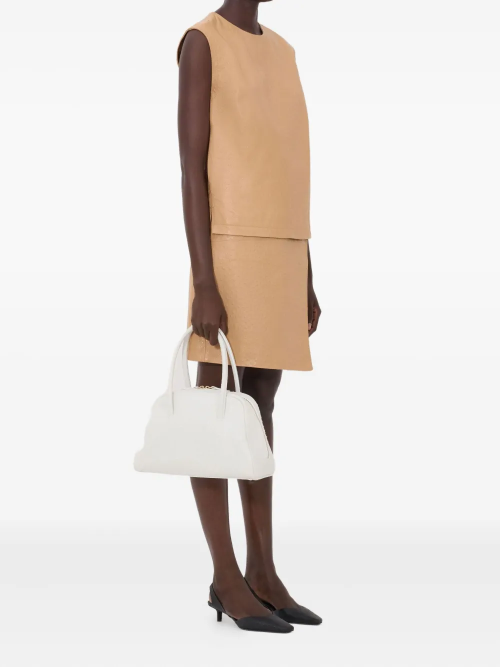 Loulou De Saison Fiza Ostrich-effect Zip Top In Brown