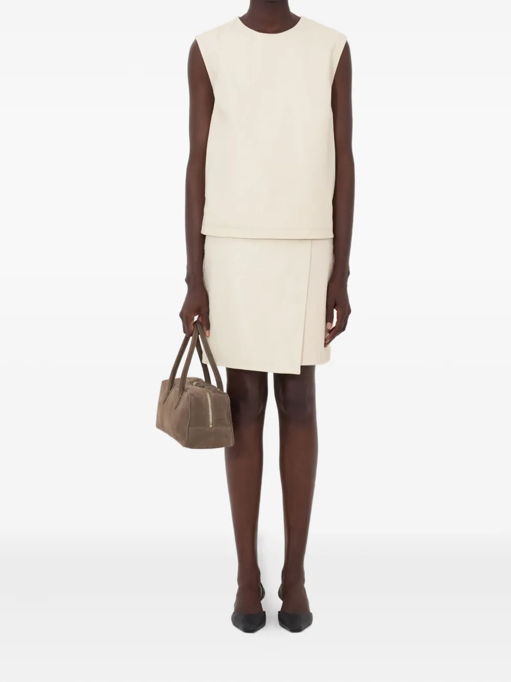 Loulou De Saison Fiza Ostrich-effect Zip Top In White