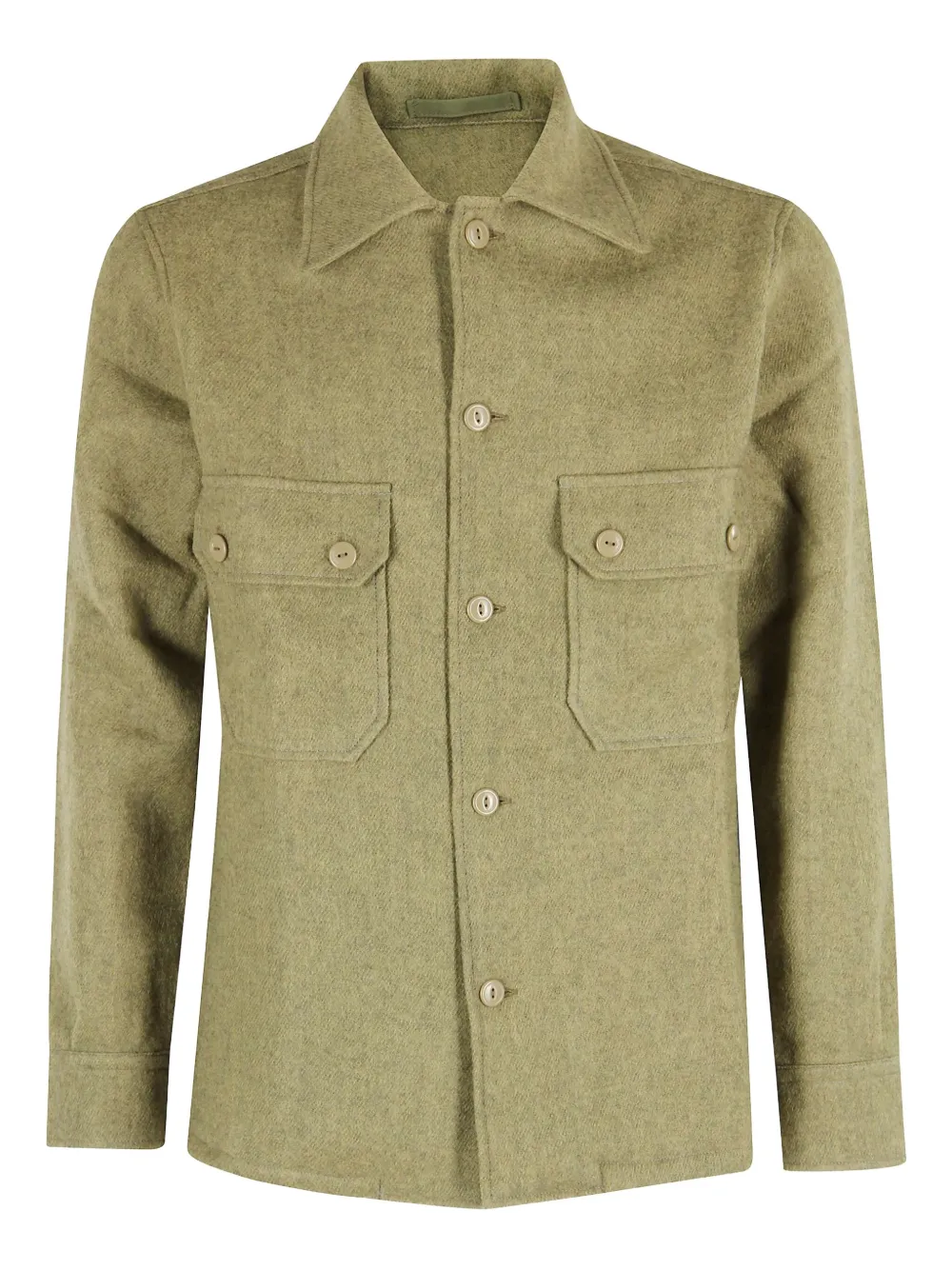 Fortela front-pockets wool shirt jacket - グリーン Fortela front-pockets wool shirt jacket - グリーン