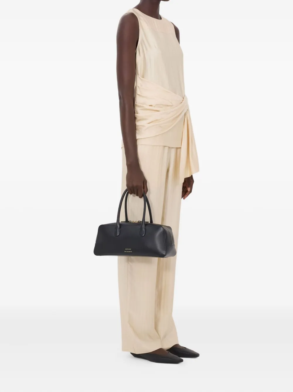  Loulou De Saison Fonda Striped Draped Top - Neutrals 