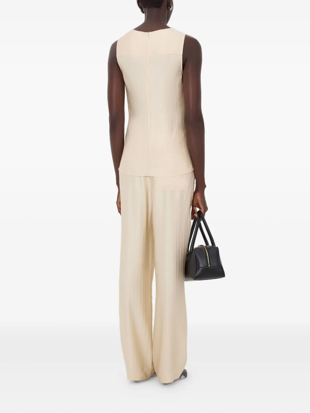 LouLou de Saison Fonda gestreepte gedrapeerde top Beige