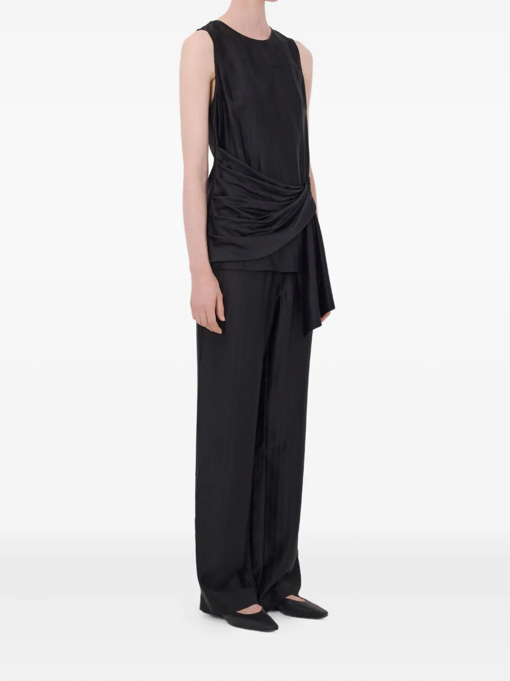  Loulou De Saison Fonda Striped Draped Top - Black 