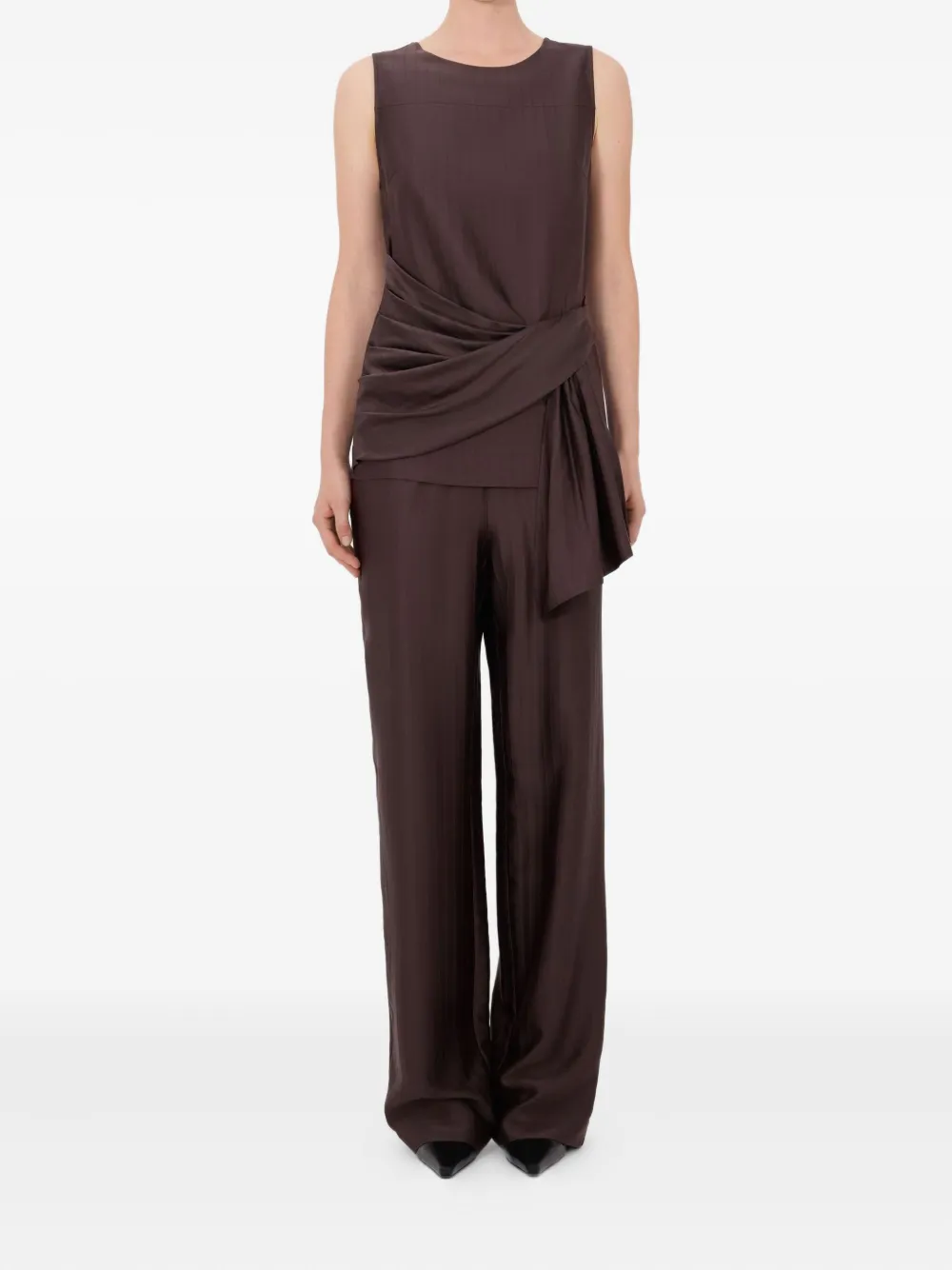 LouLou de Saison Fonda gestreepte gedrapeerde top - Bruin