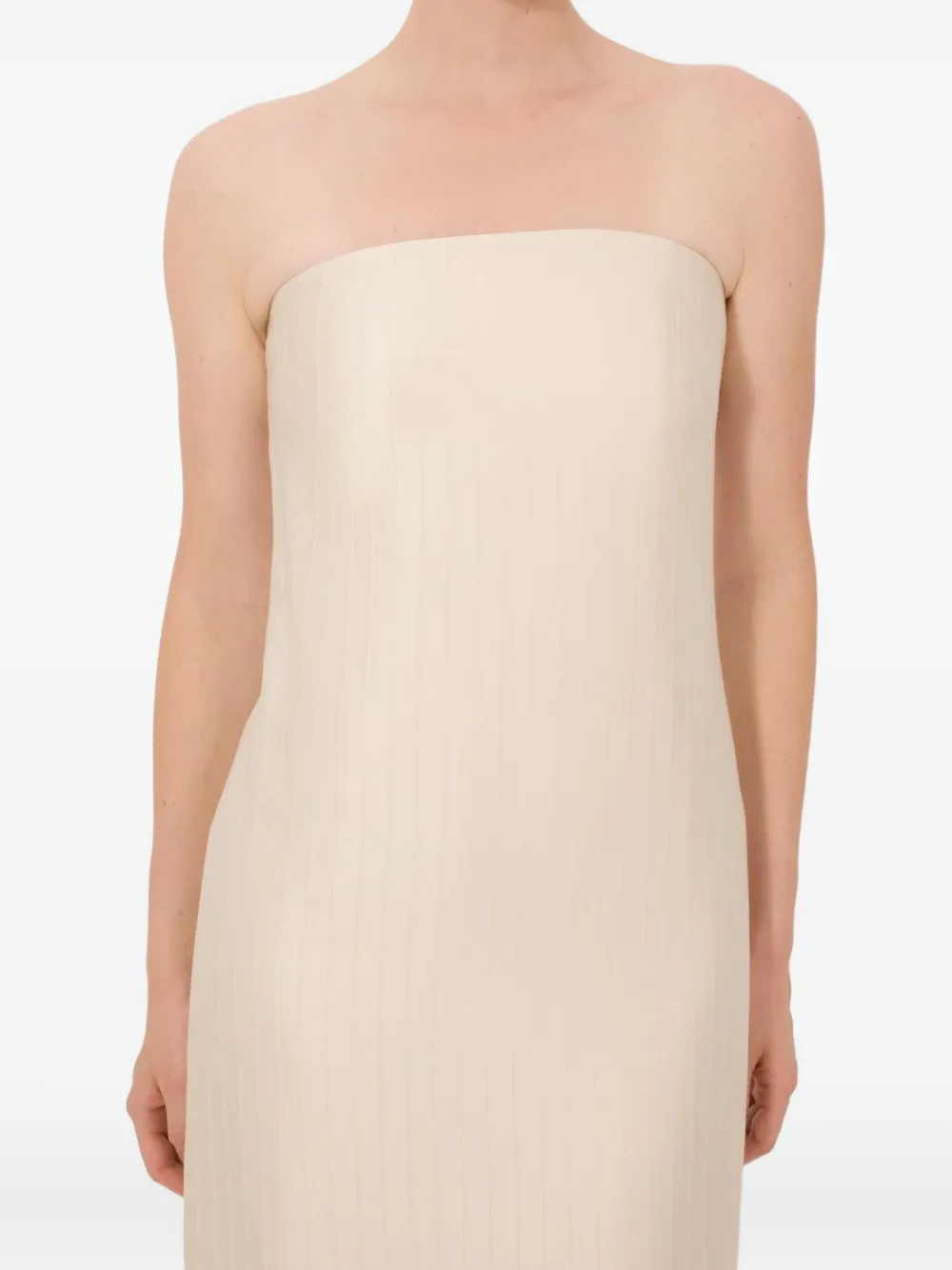LouLou de Saison Giulia gestreepte midi-jurk met bustier-design Beige