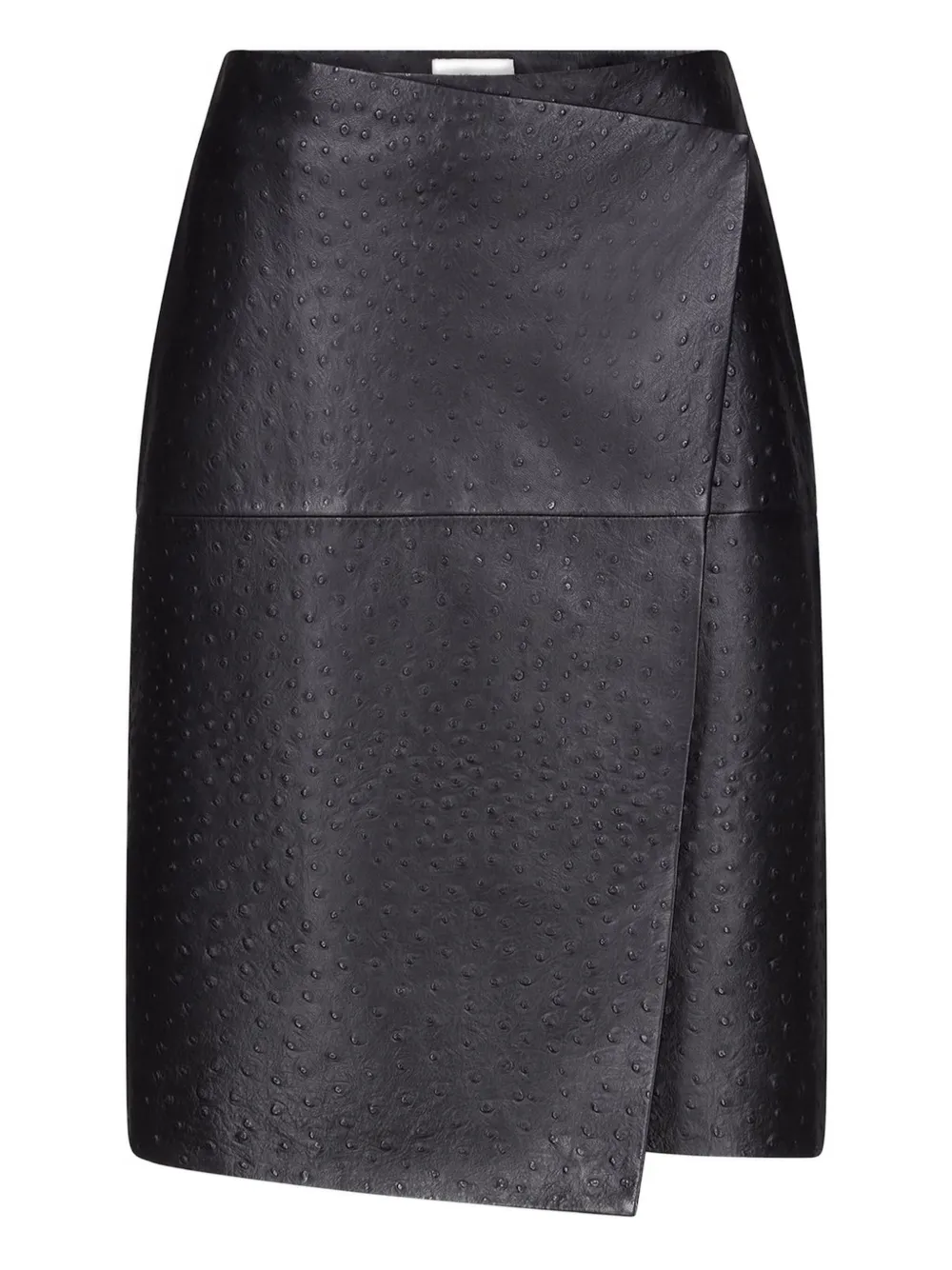 Loulou De Saison Gora Ostrich-effect Wrap Midi Skirt In Black