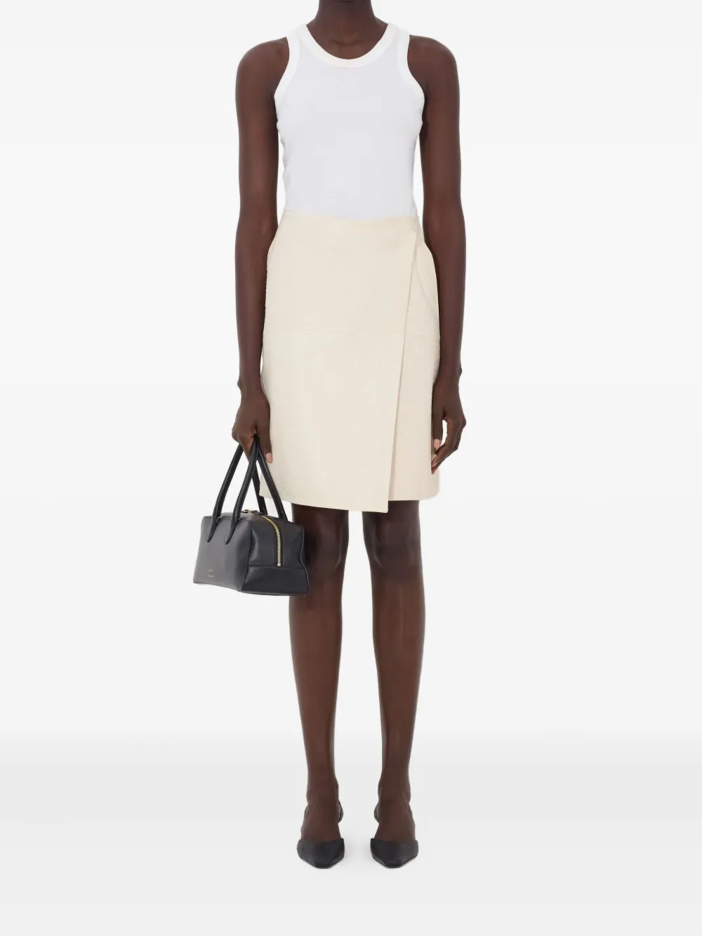 Loulou De Saison Gora Asymmetric Wrap Midi Skirt In White