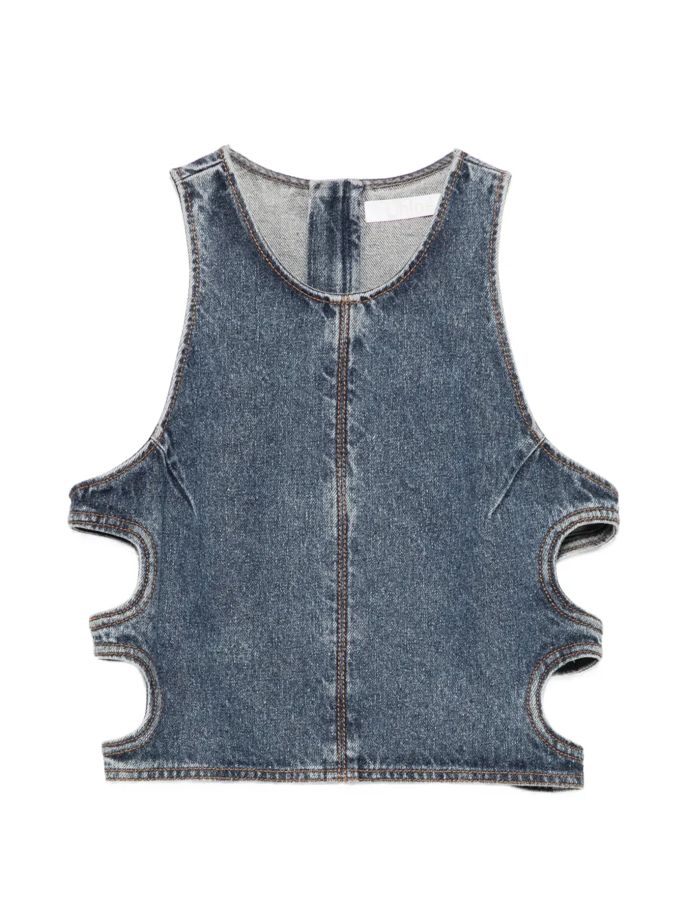 Chloé cut-out acid-wash top - Blu