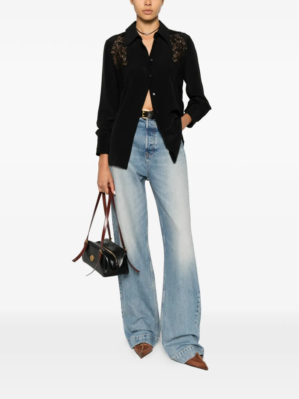  Chloé Camicia A Inserti - Nero 