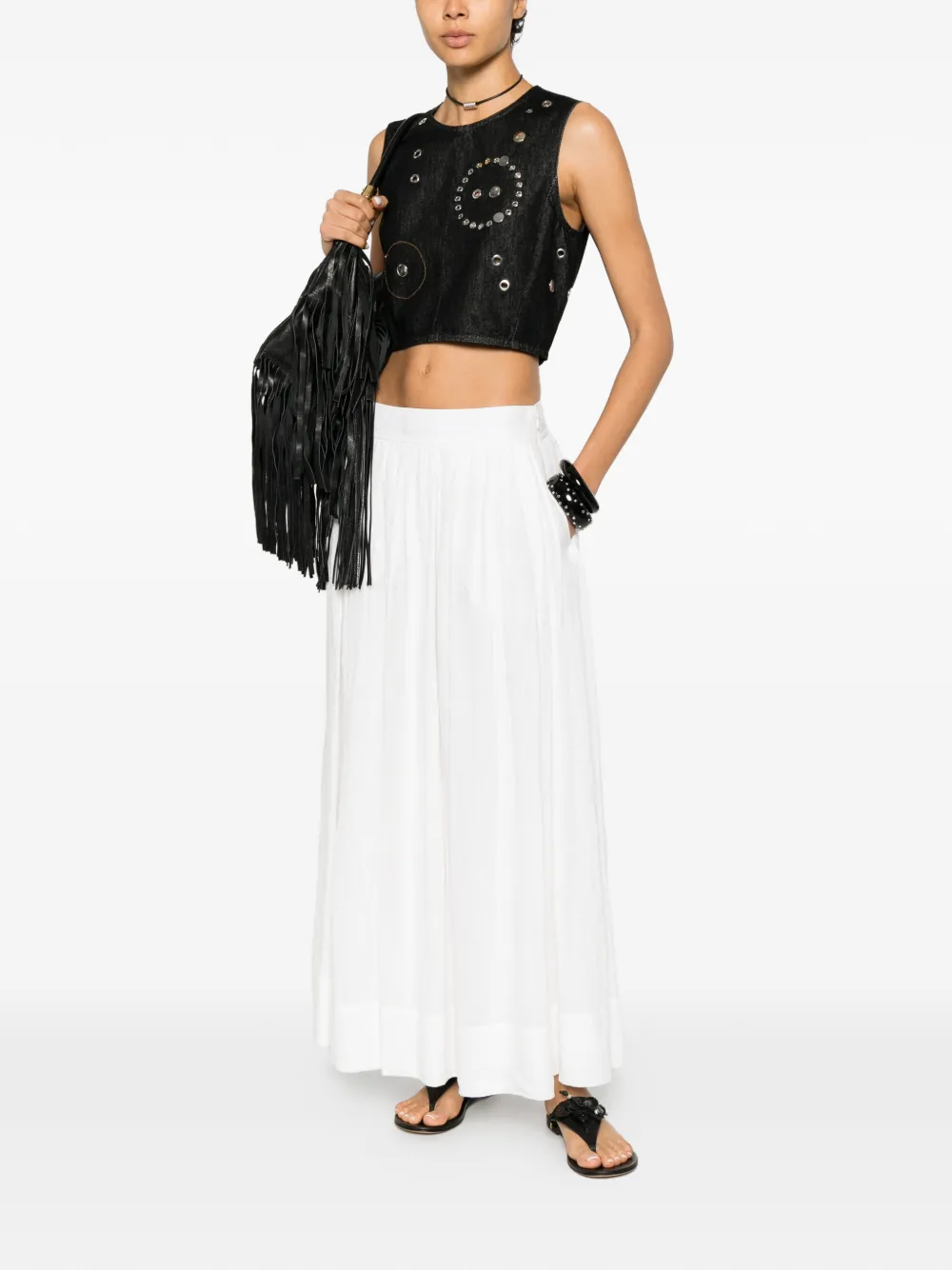 Chloé stud-embellished crop top - Schwarz