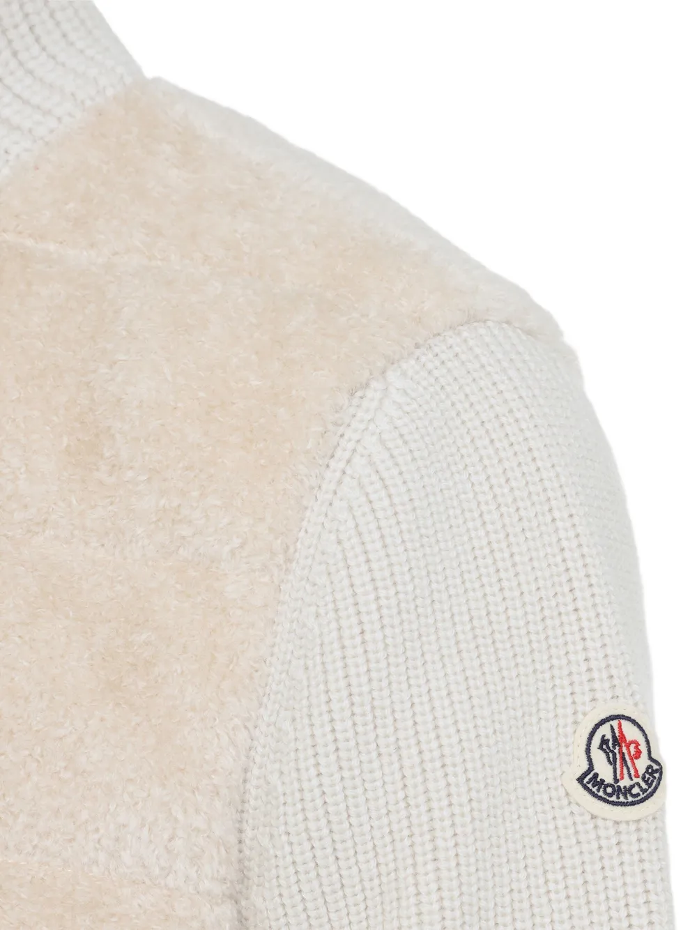 Moncler Padded Cardigan With Ribbed Collar And Sleeves In White