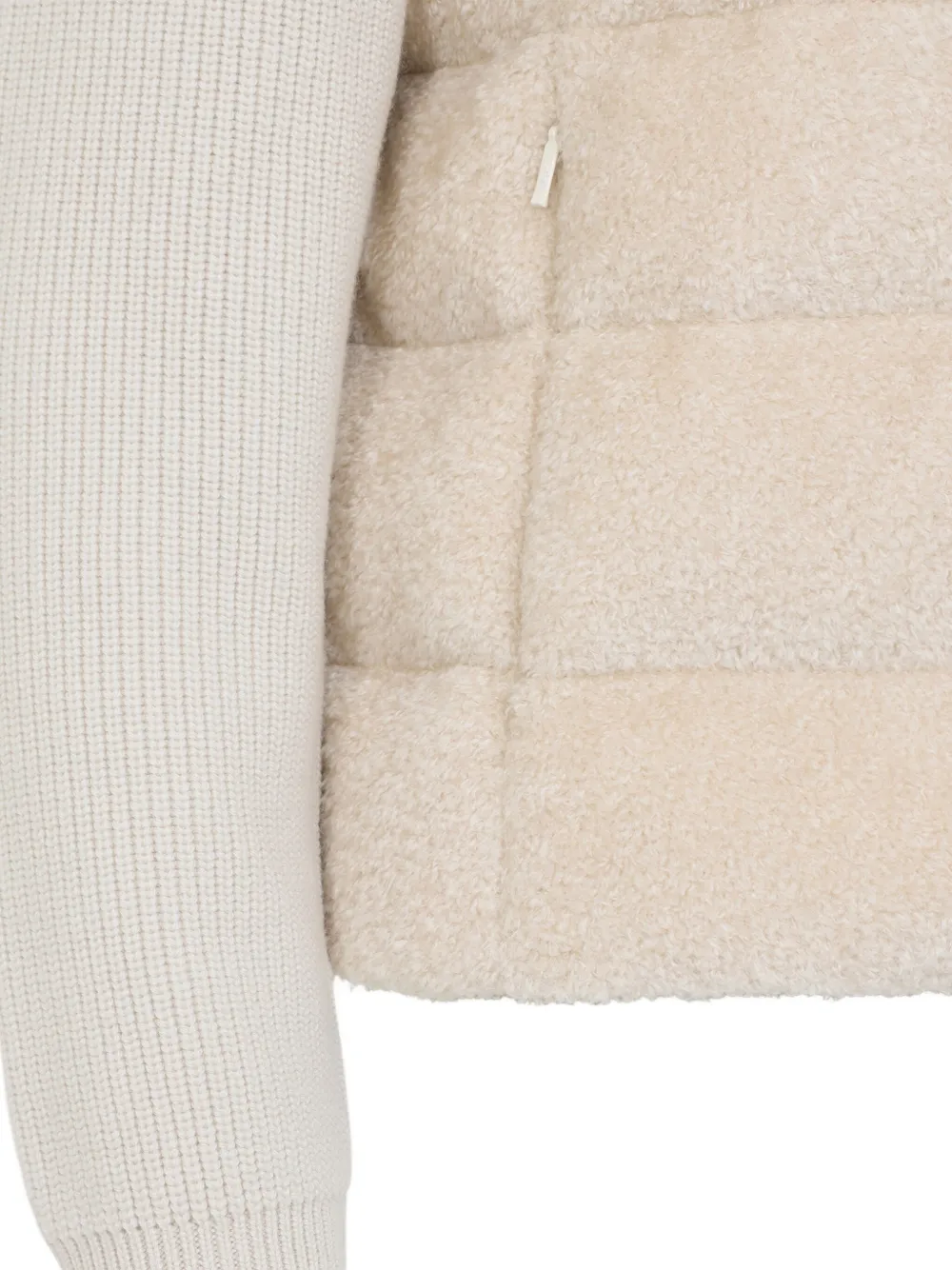 Moncler Padded Cardigan With Ribbed Collar And Sleeves In White