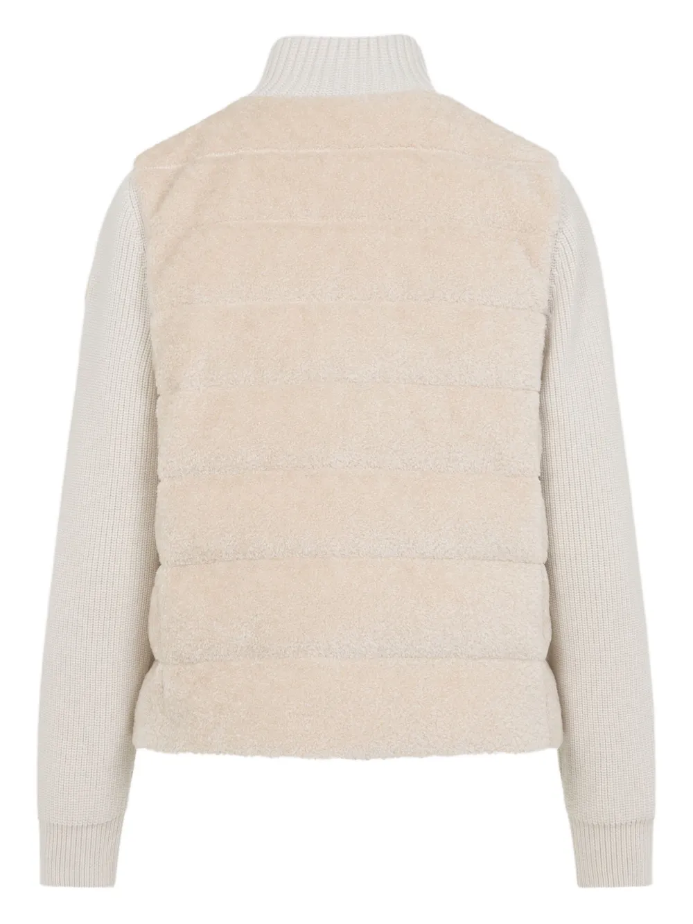 Moncler Padded Cardigan With Ribbed Collar And Sleeves In White