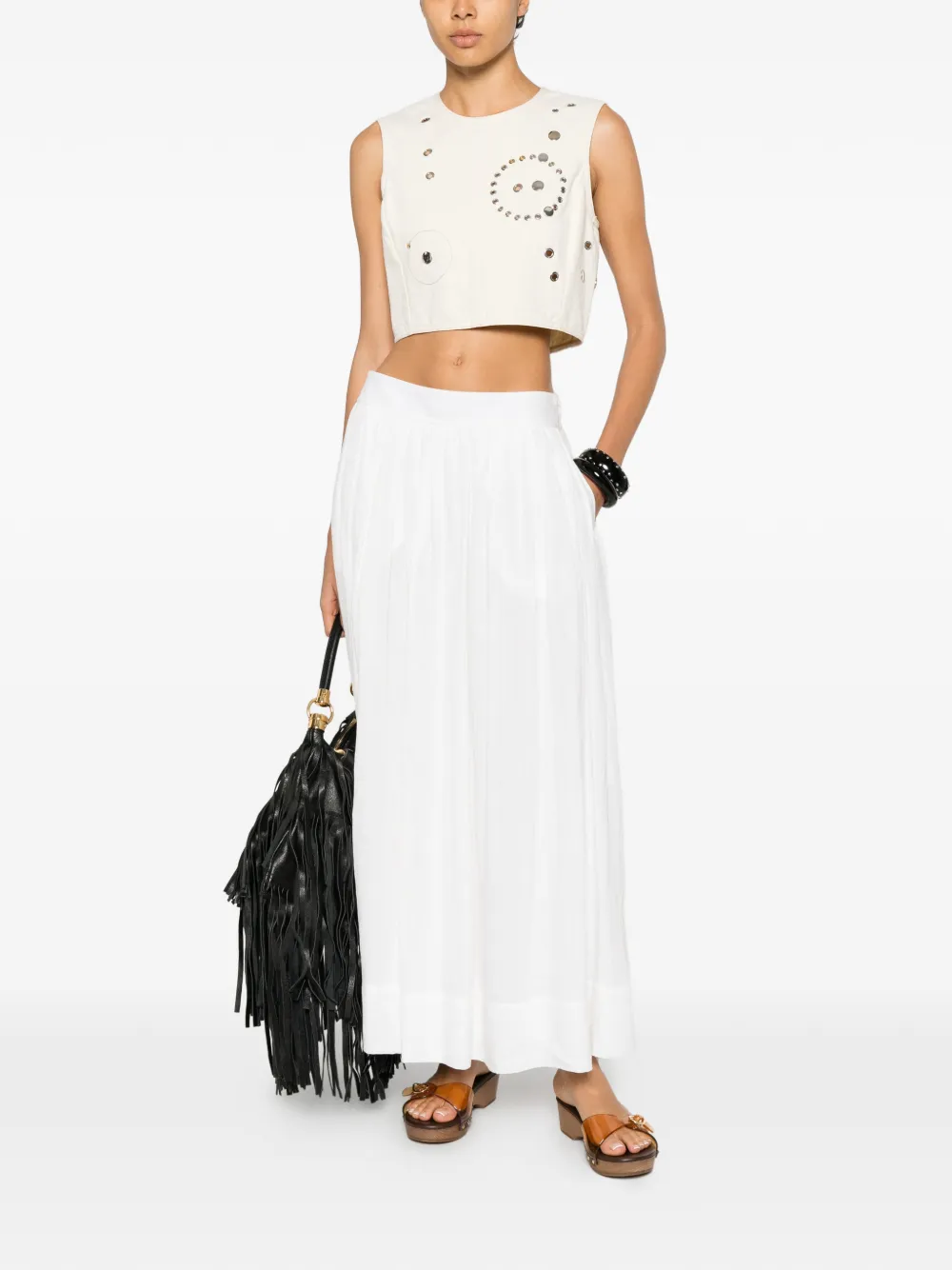 Chloé stud-embellished crop top - Nude