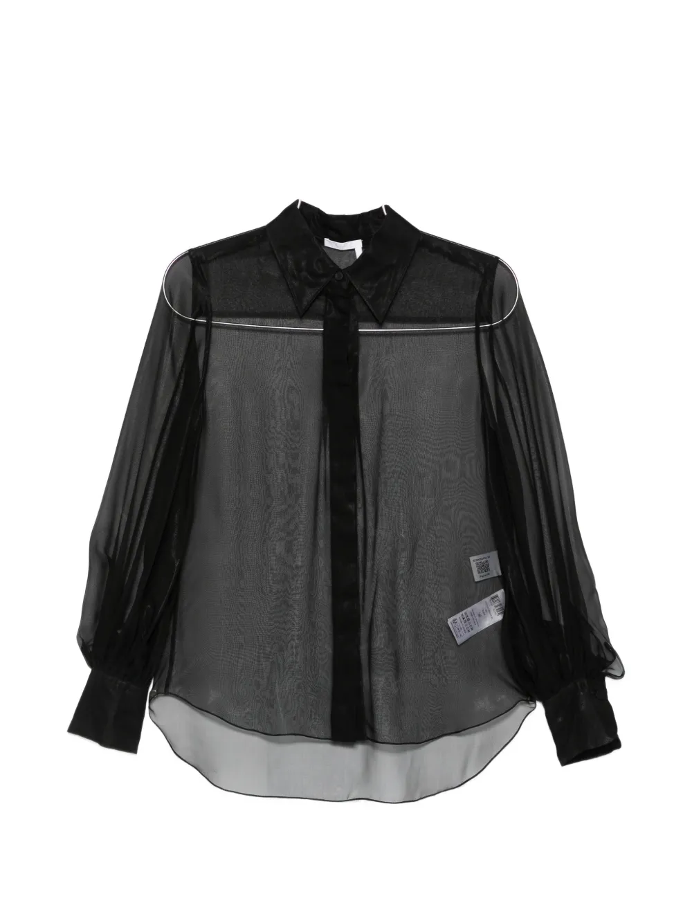 Chloé Sheer Puff-sleeve Blouse In Black