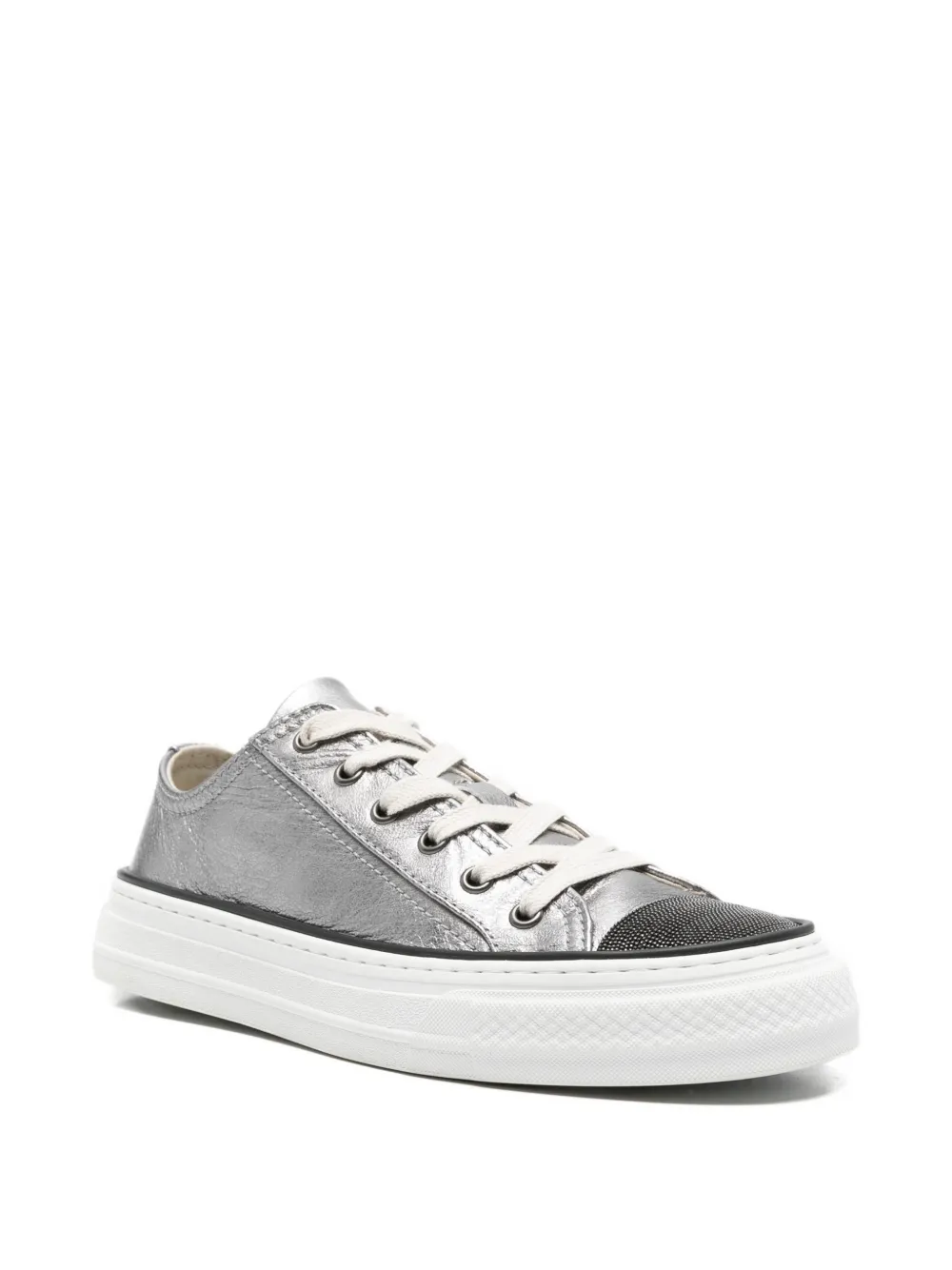 Brunello Cucinelli metallic lace-up sneakers Zilver