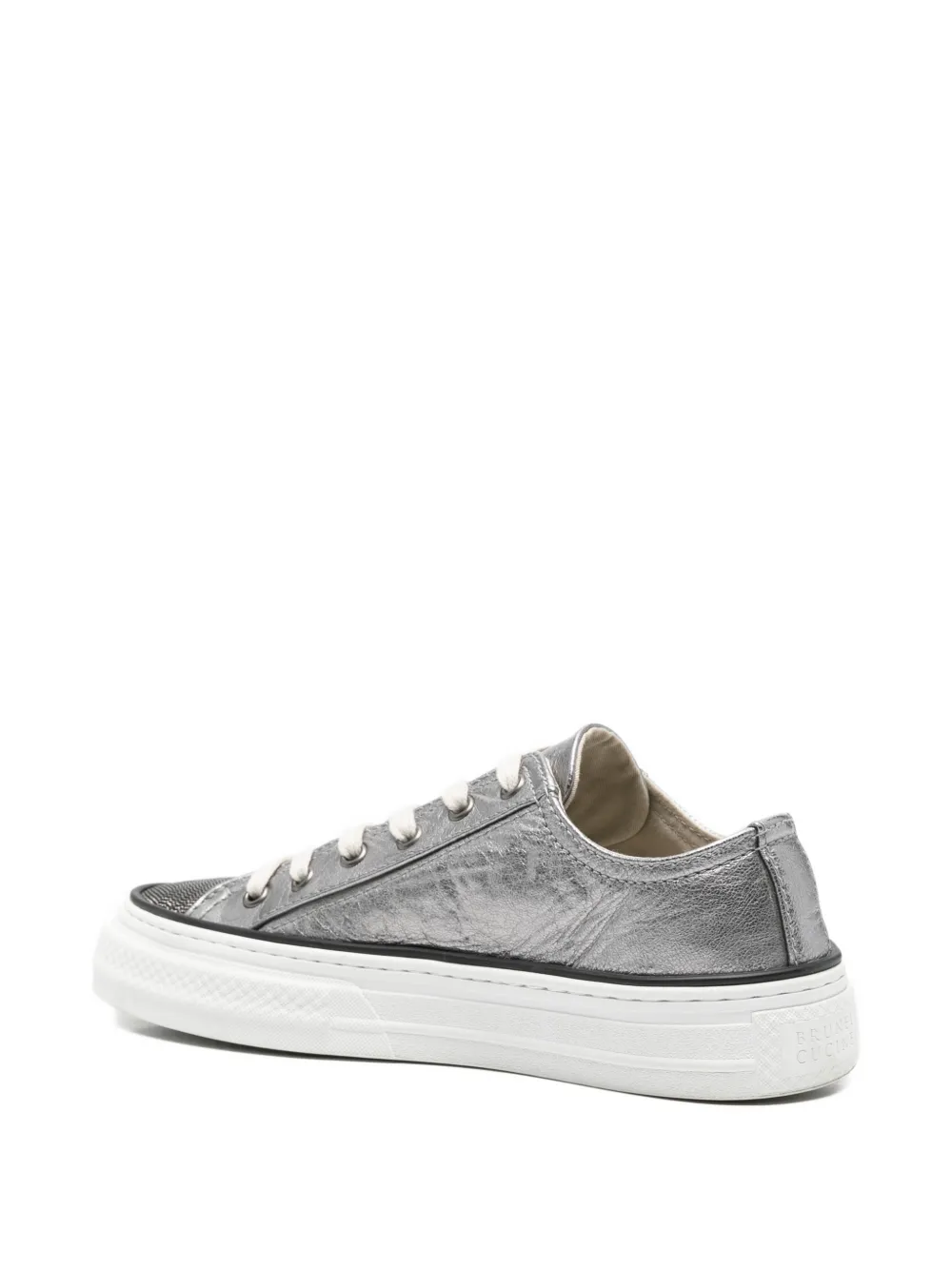 Brunello Cucinelli metallic lace-up sneakers Zilver