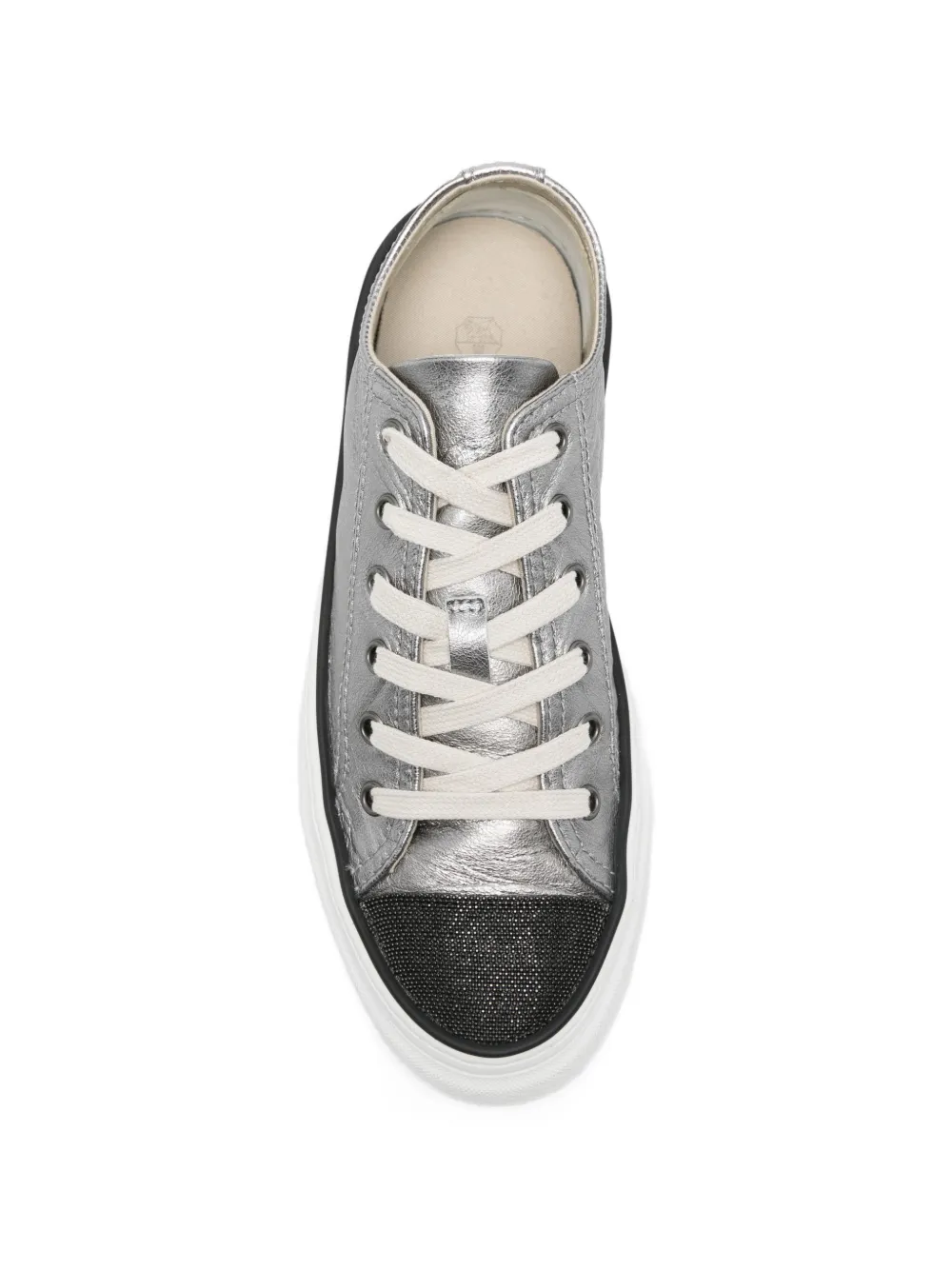 Brunello Cucinelli metallic lace-up sneakers Zilver