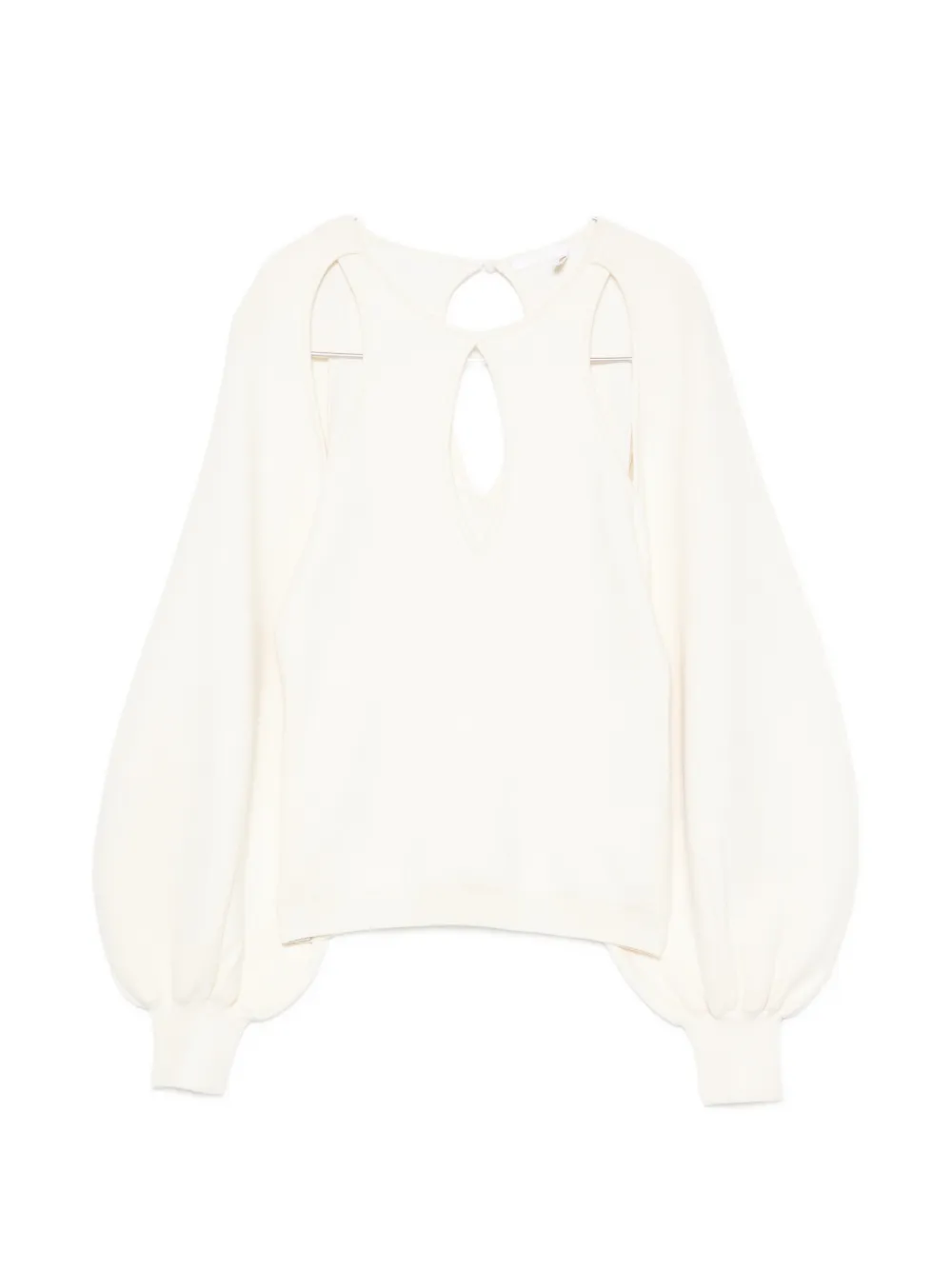 Chloé cut-out puff-sleeve sweater - Nude
