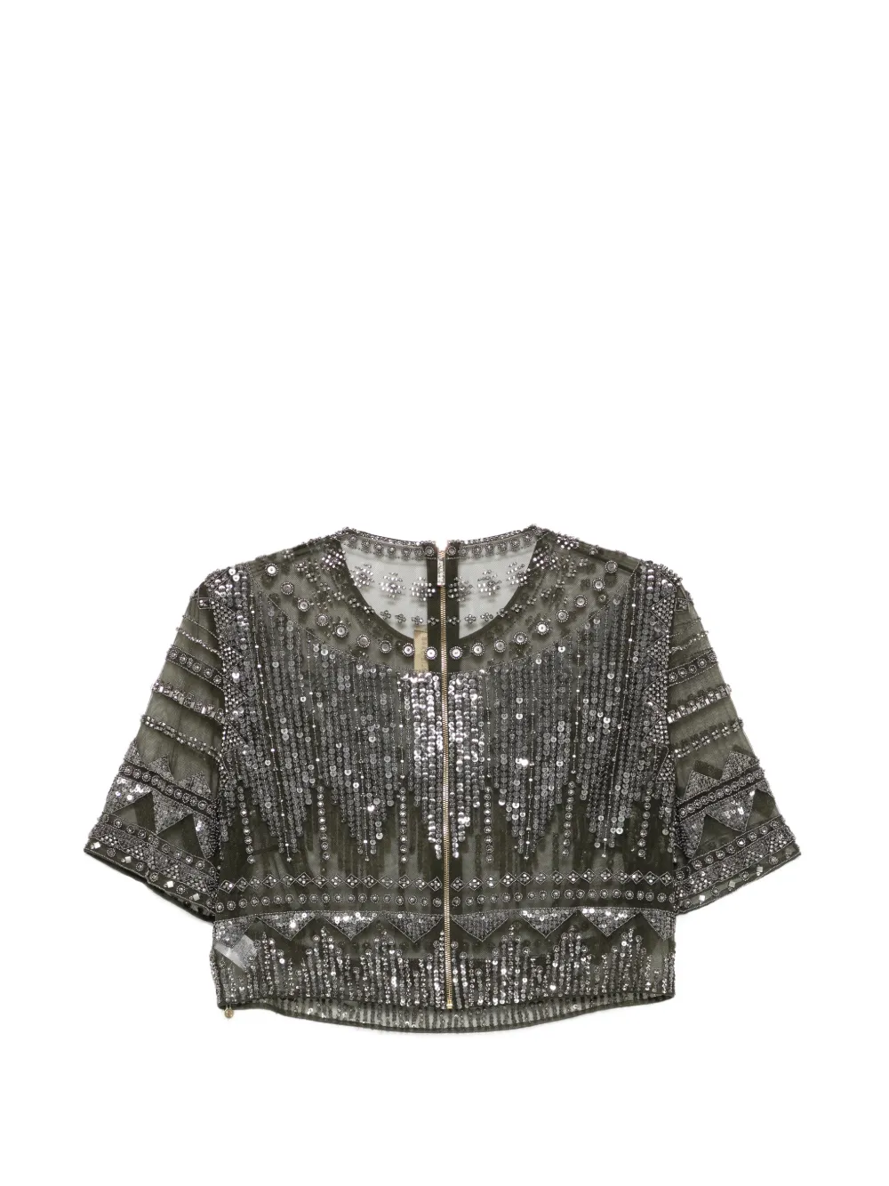  Elie Saab Haut à Ornements De Sequins Et De Perles - Argent 