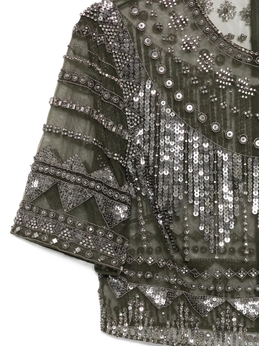  Elie Saab Haut à Ornements De Sequins Et De Perles - Argent 