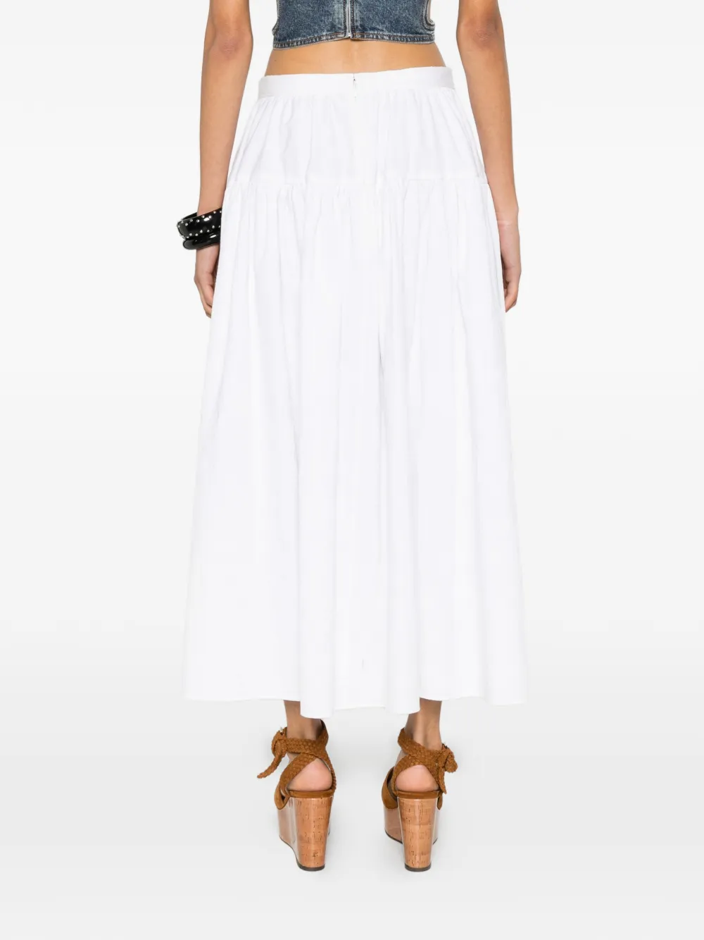 Chloé Gesmockte flared midi-rok Wit