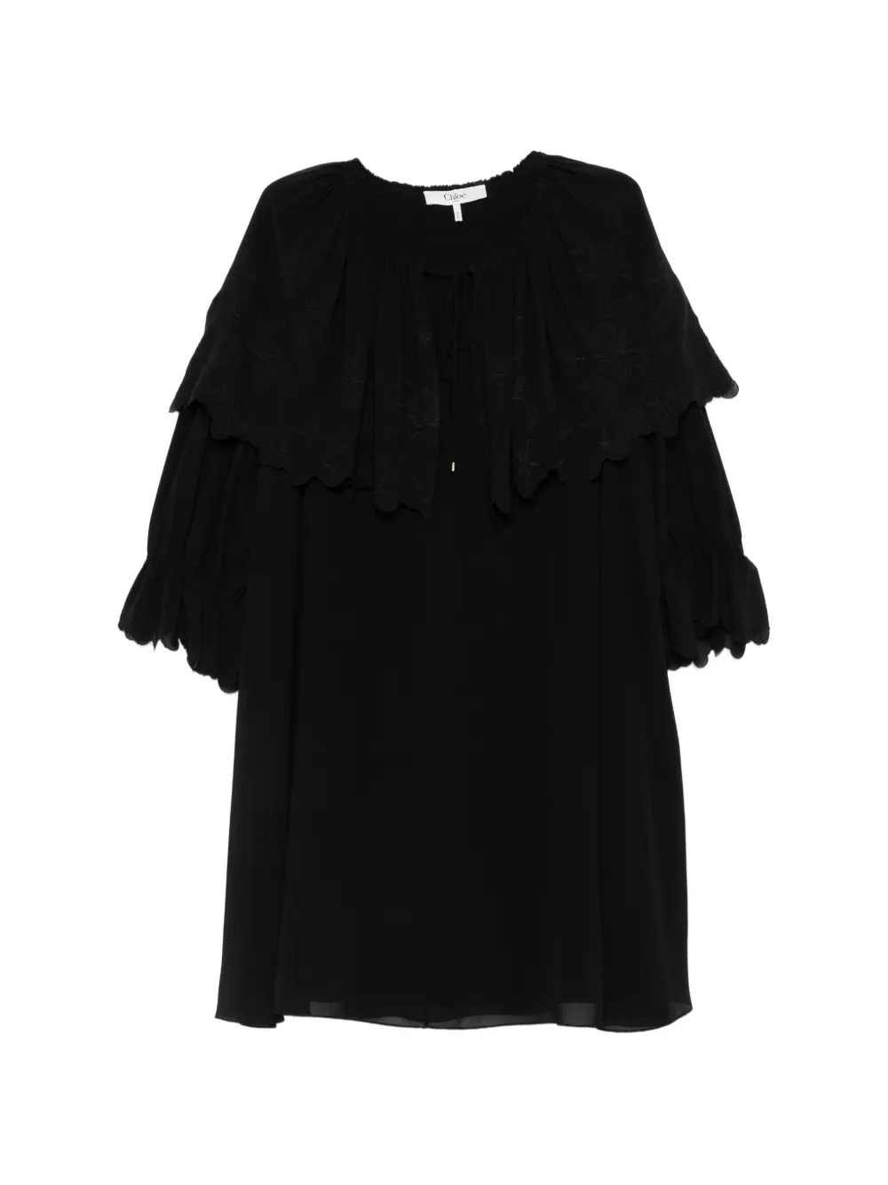 Chloé embroidered scalloped-edge dress - Nero