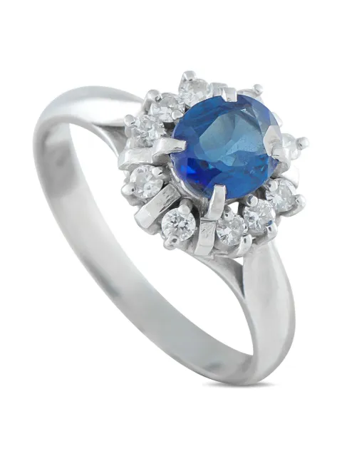 LB Exclusive platinum swirling-motif diamond and sapphire ring