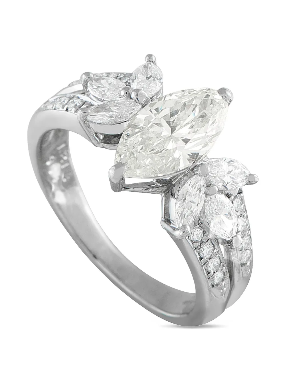 LB Exclusive platinum marquise-cut diamond ring - シルバートーン