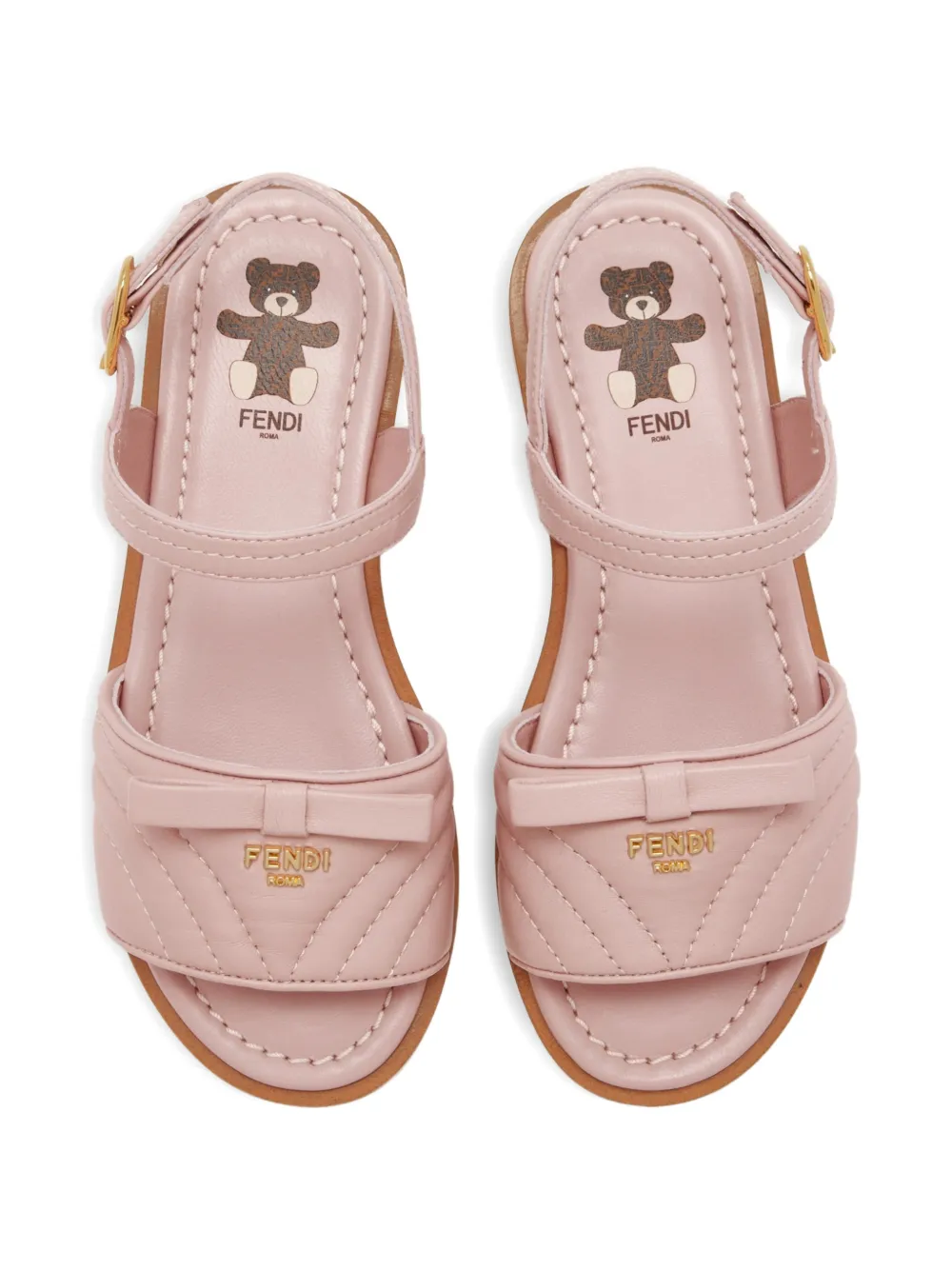 Fendi Kids Gewatteerde sandalen met strik Roze