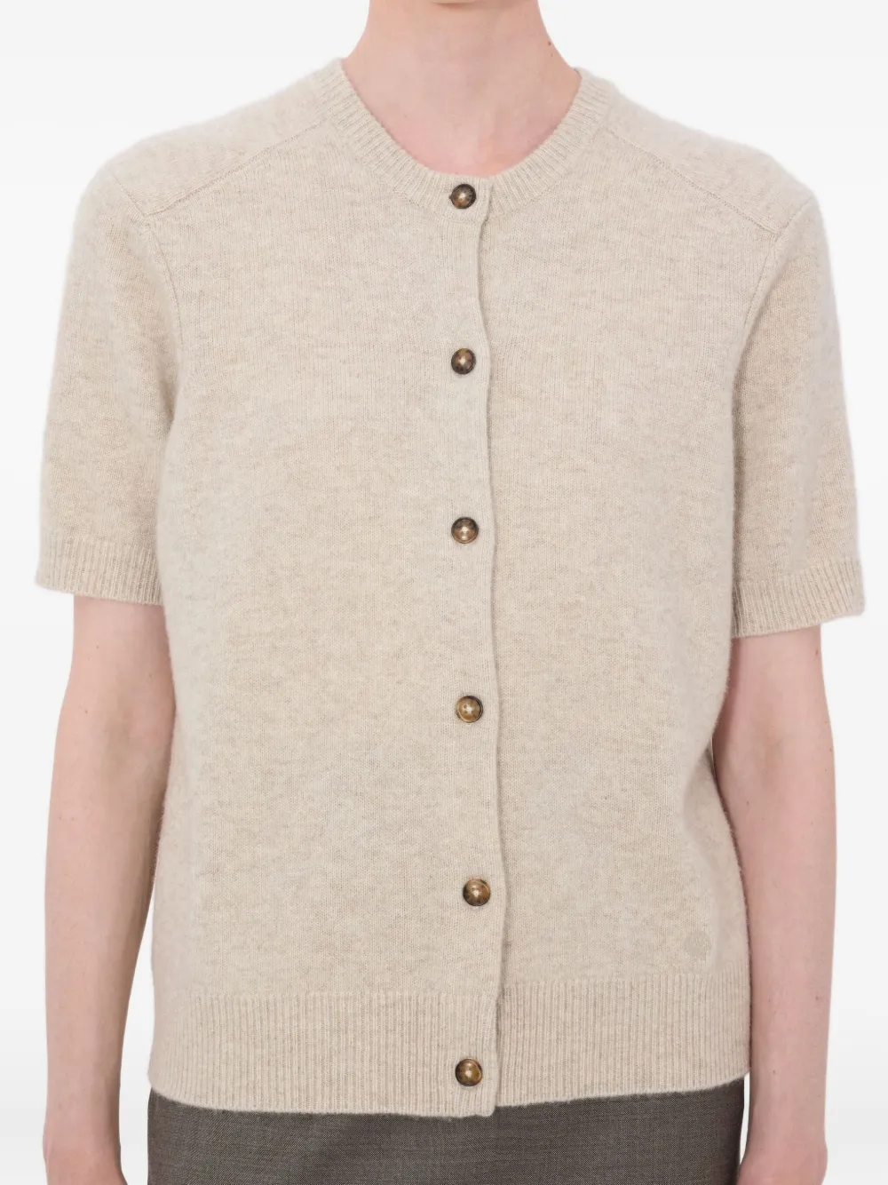 LouLou de Saison Jodi vest met korte mouwen en knopen Beige