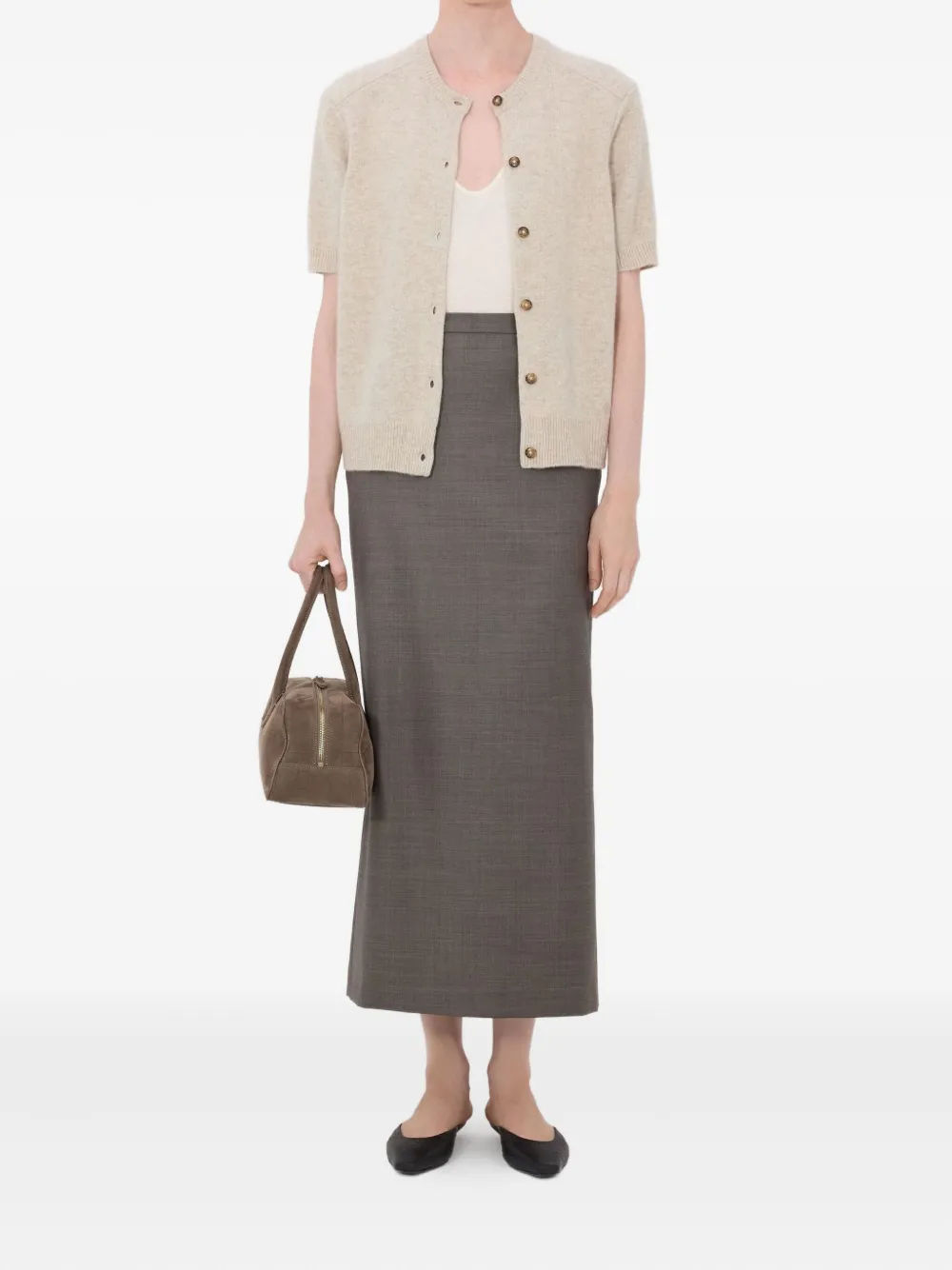  Loulou De Saison Jodi Short-sleeve Buttoned Cardigan - Neutrals 