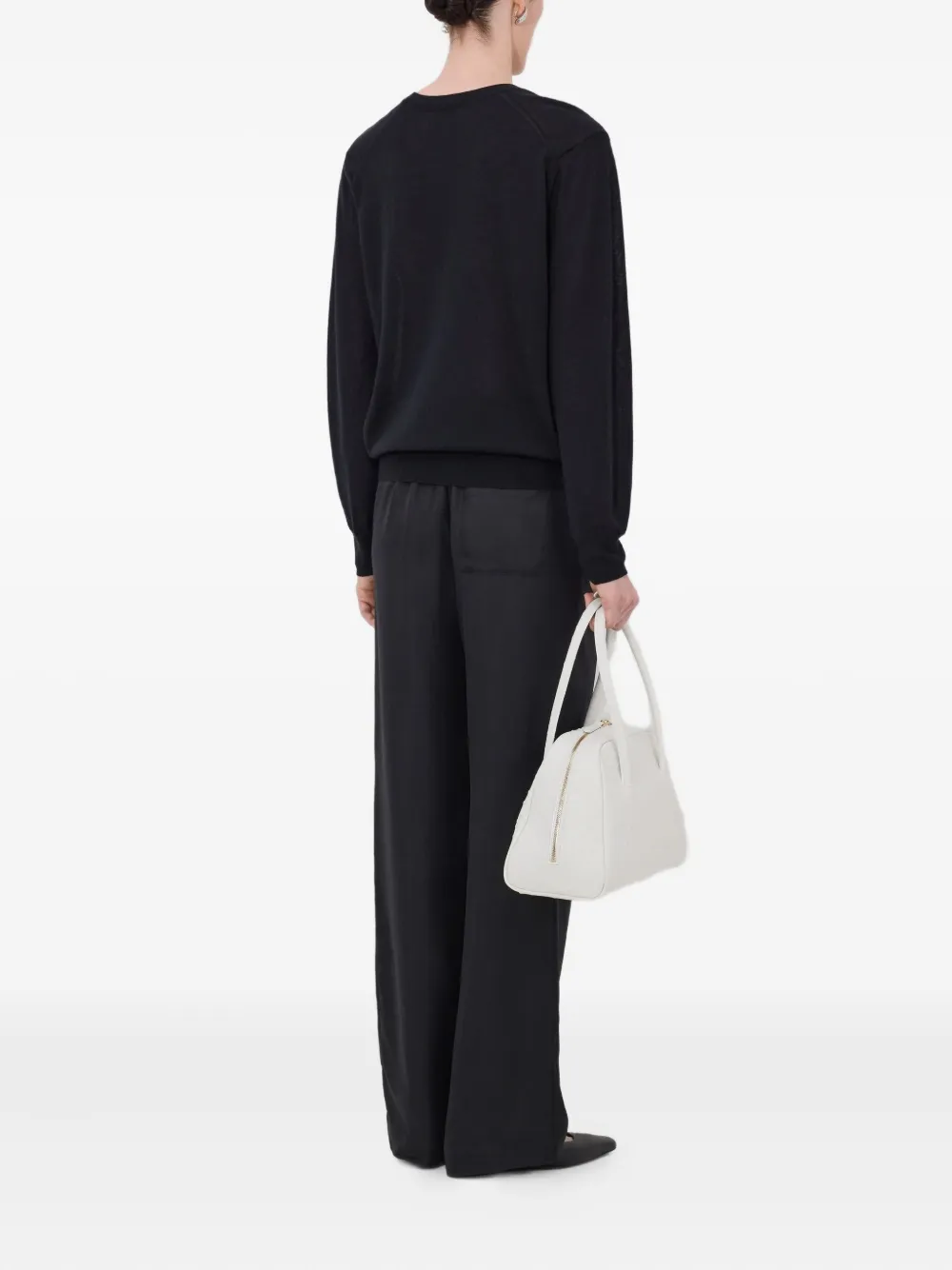 Loulou De Saison Julio V-neck Ribbed Sweater In Black