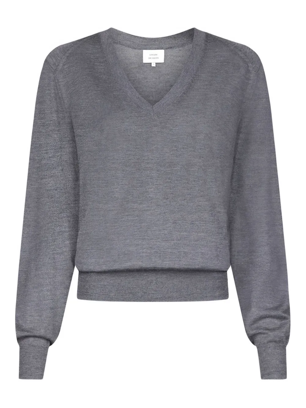 Loulou De Saison Juliolds V-neck Ribbed Sweater In Gray