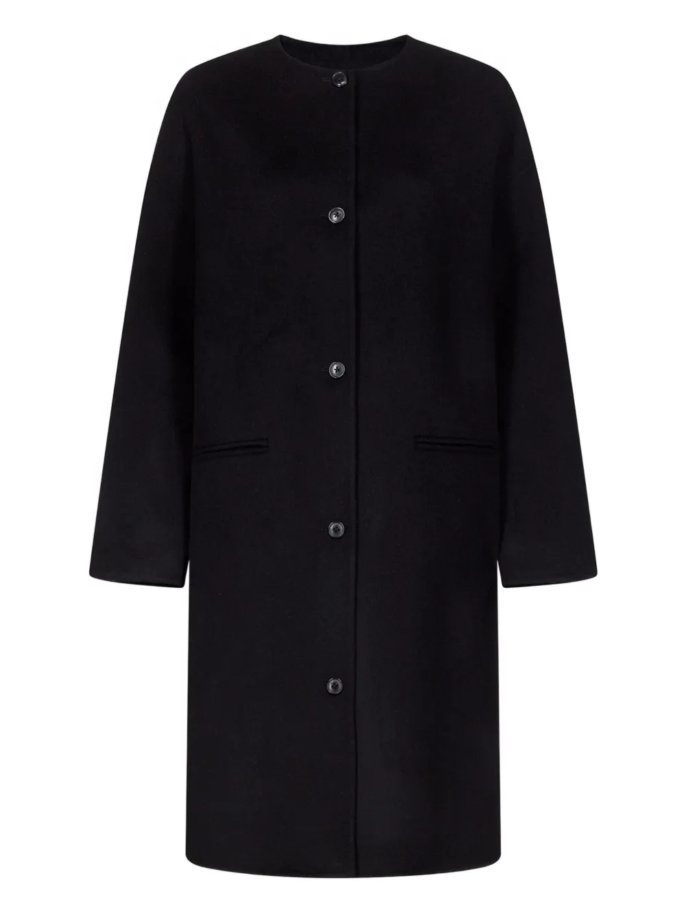 Loulou De Saison Kerry Collarless Coat In Black