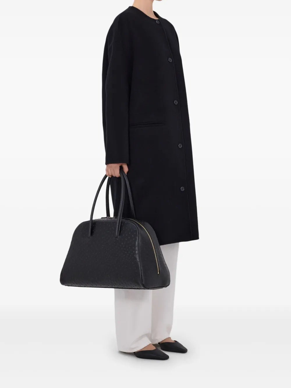 Loulou De Saison Kerry Collarless Coat In Black