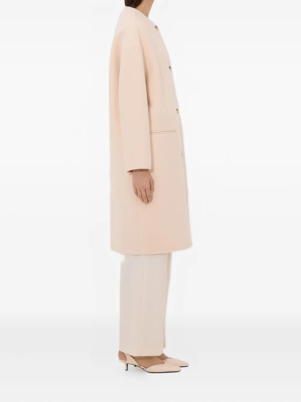 Loulou De Saison Kerry Collarless Coat In Neutral